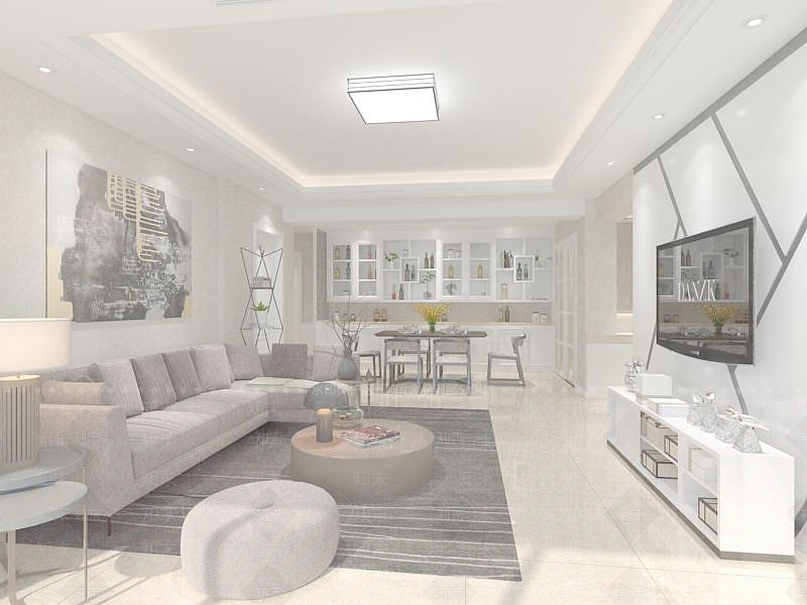 现代小清新客厅3D模型下载【ID:1191612711】