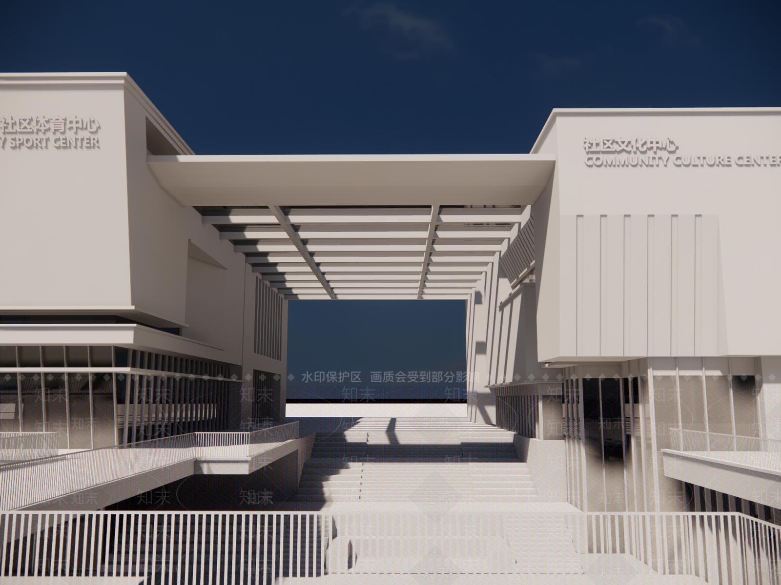 现代新中式体育建筑SU模型下载【ID:1191613789】