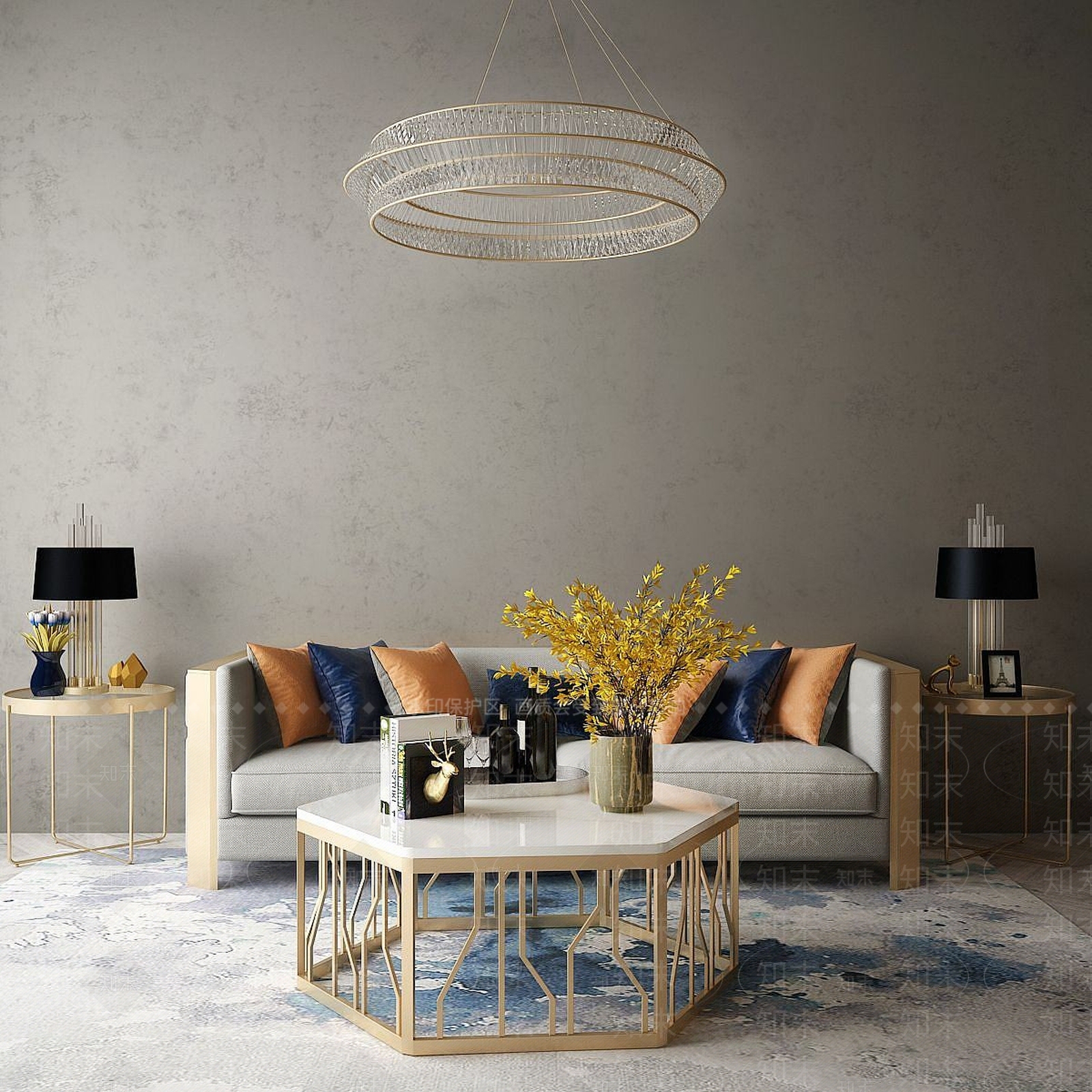 现代家具饰品组合3D模型下载【ID:1191615430】