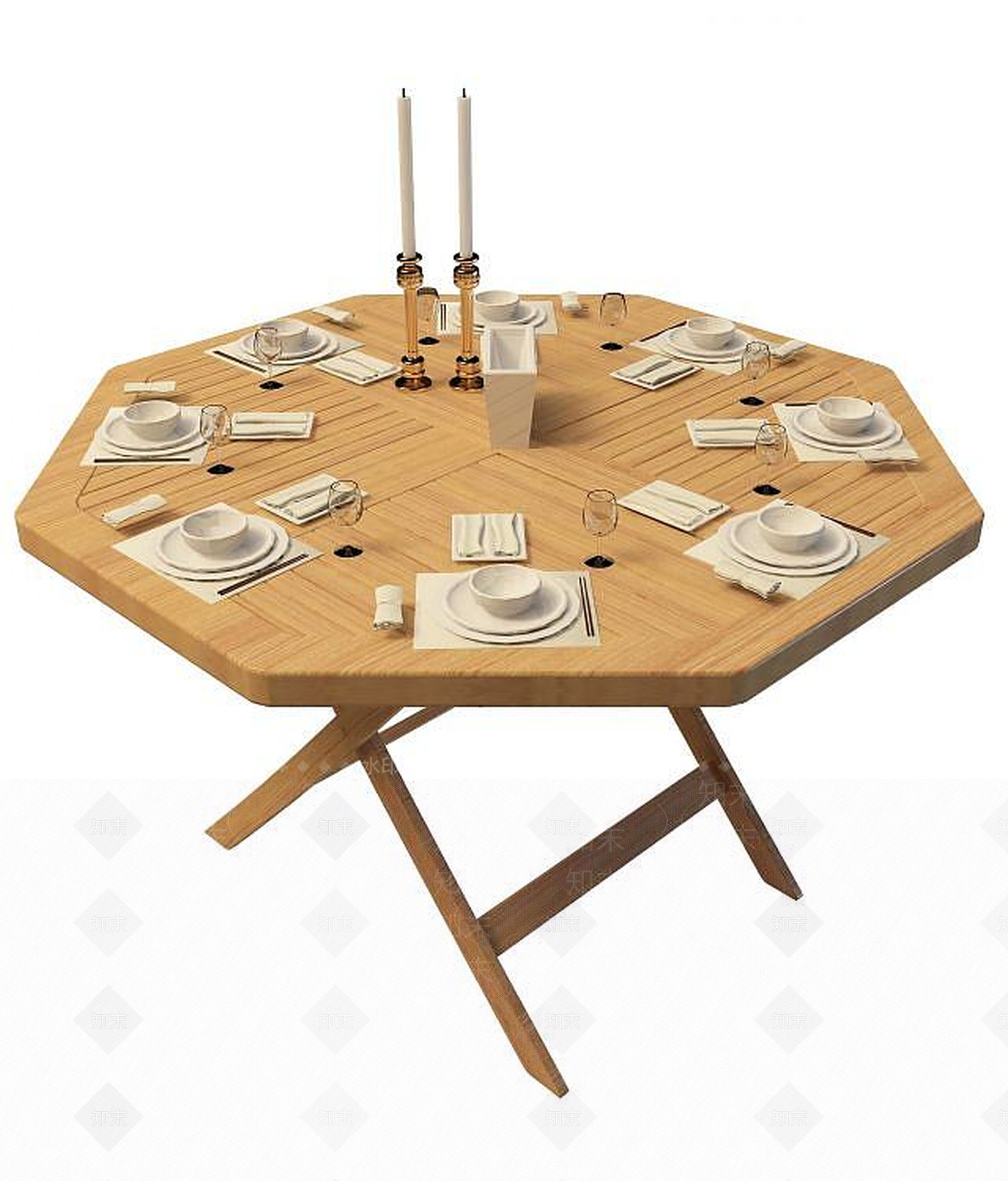 现代酒杯餐桌3D模型下载【ID:1191615461】