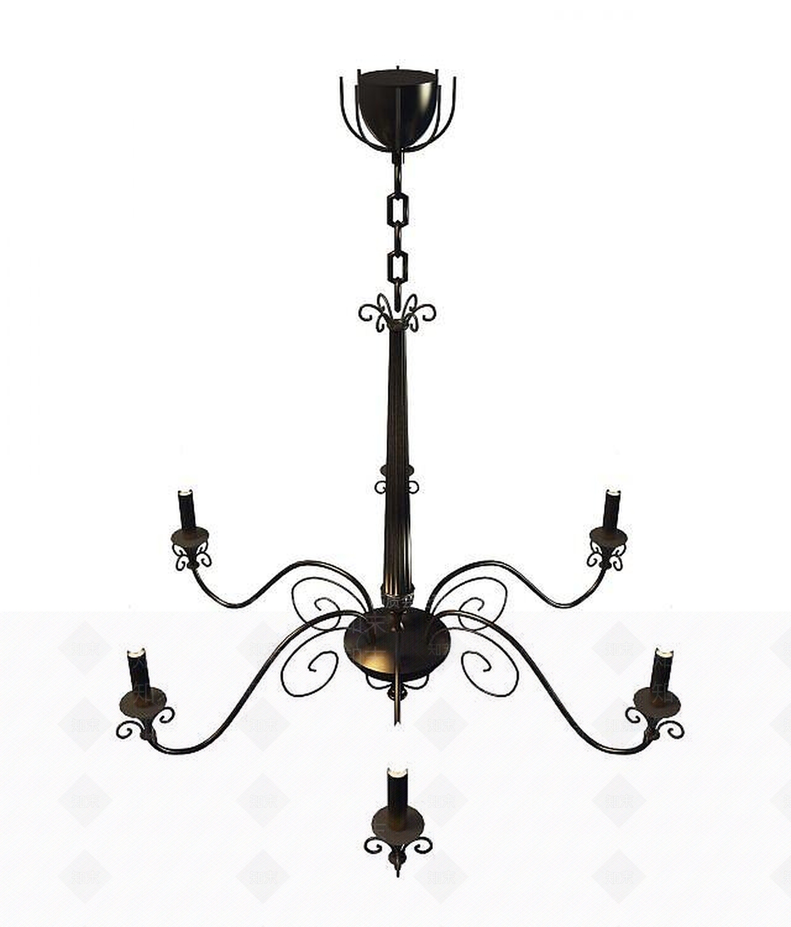 现代铁艺吊灯3D模型下载【ID:1191615467】