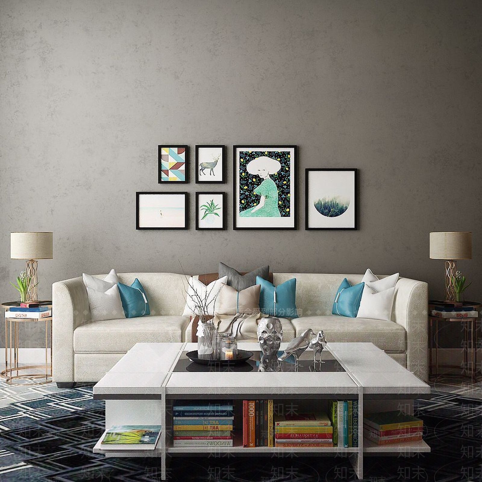 现代家具饰品组合3D模型下载【ID:1191615822】