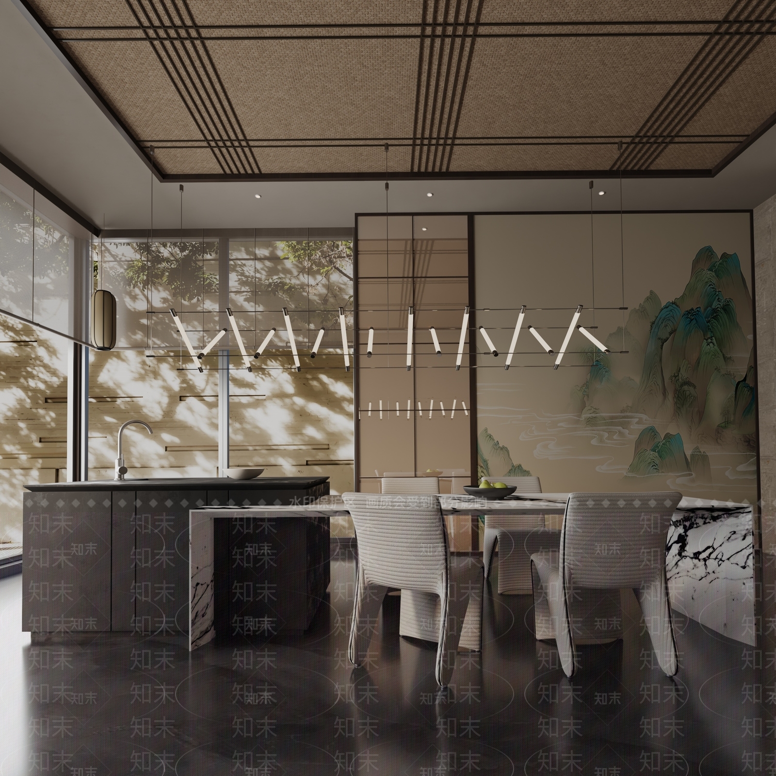 现代餐桌椅3D模型下载【ID:1191616516】