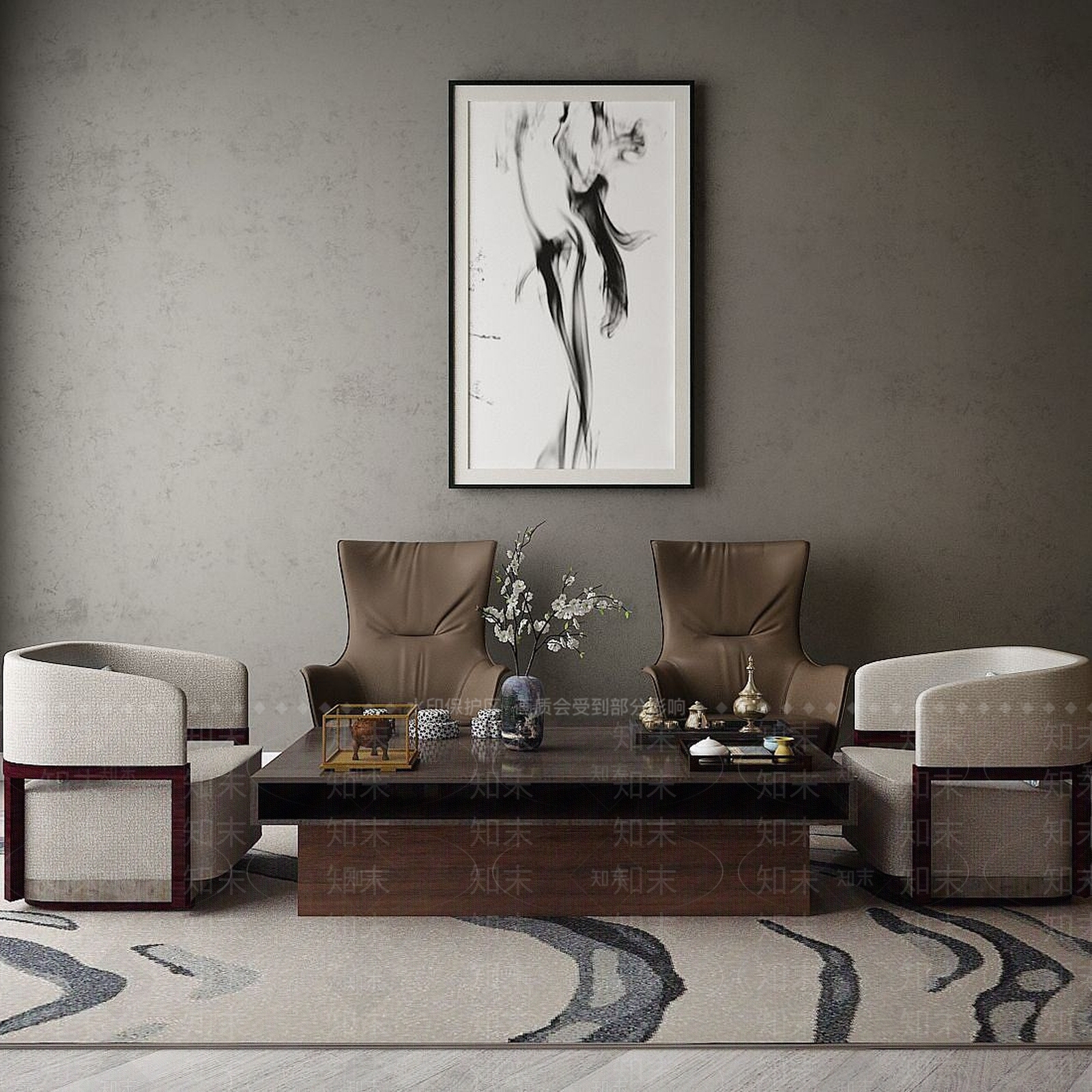 现代家具饰品组合3D模型下载【ID:1191616418】