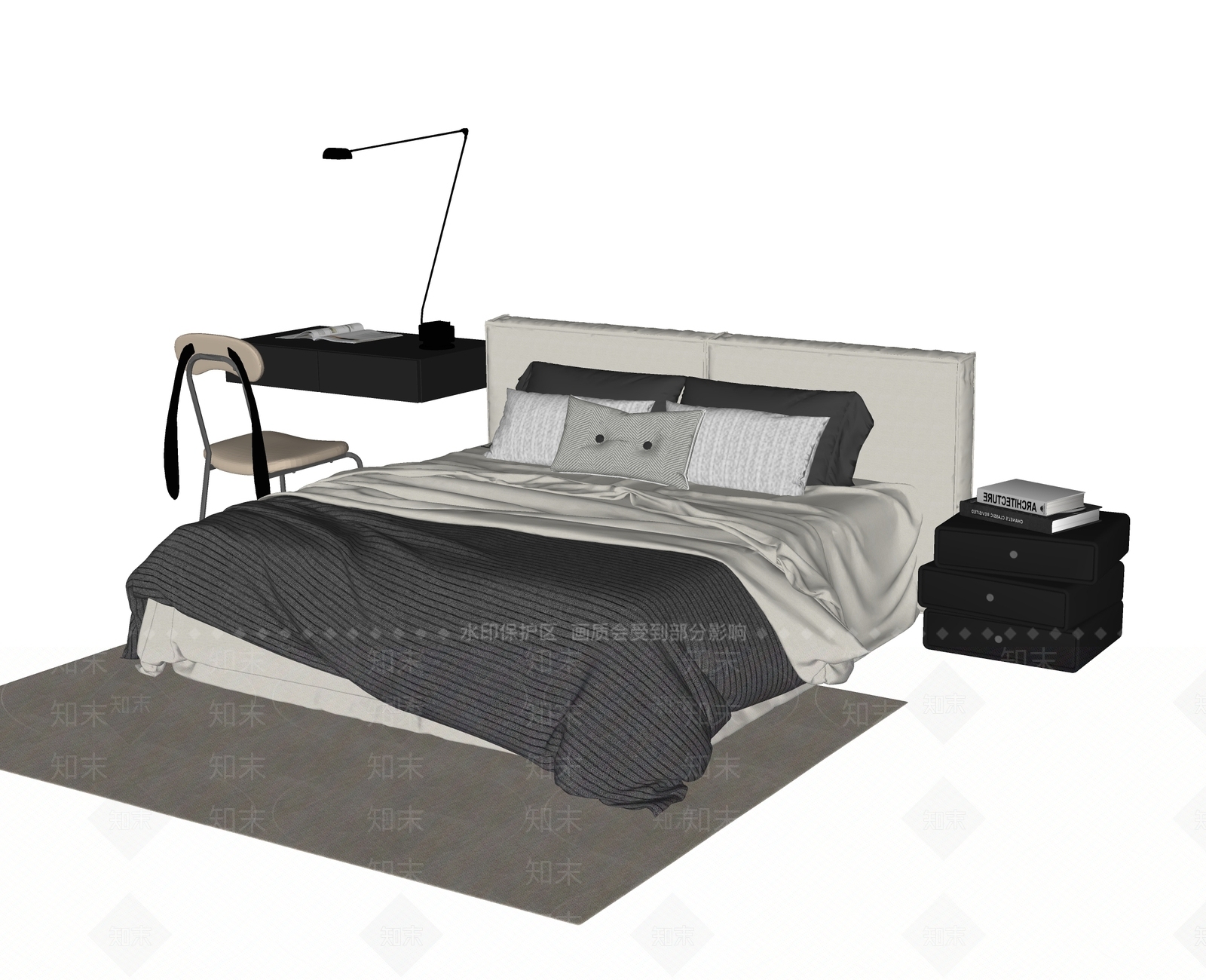 现代儿童床SU模型下载【ID:1191616607】