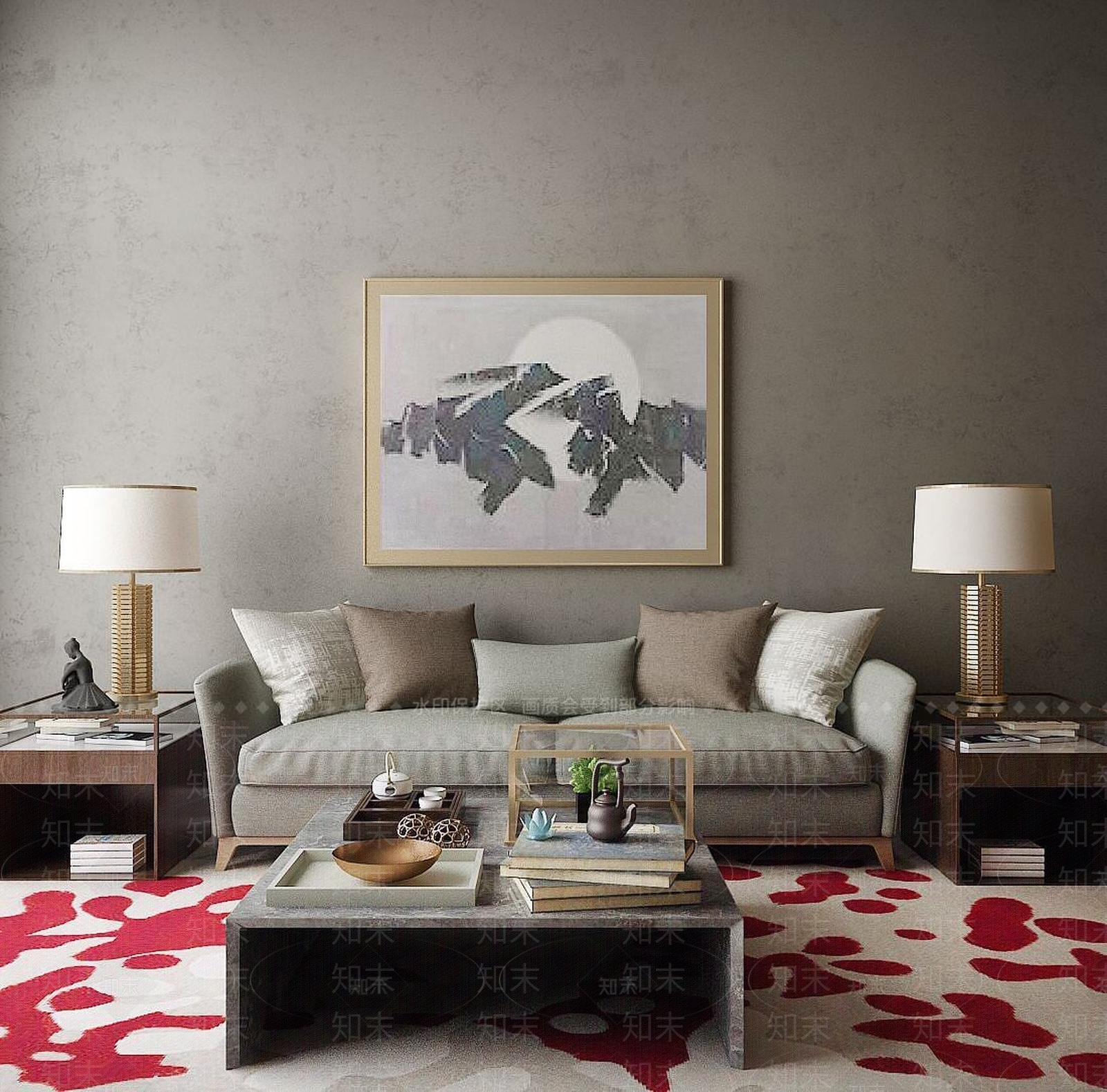 现代家具饰品组合3D模型下载【ID:1191616664】