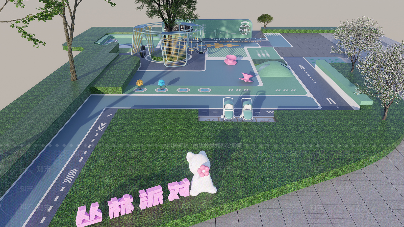 现代小区景观SU模型下载【ID:1191618637】