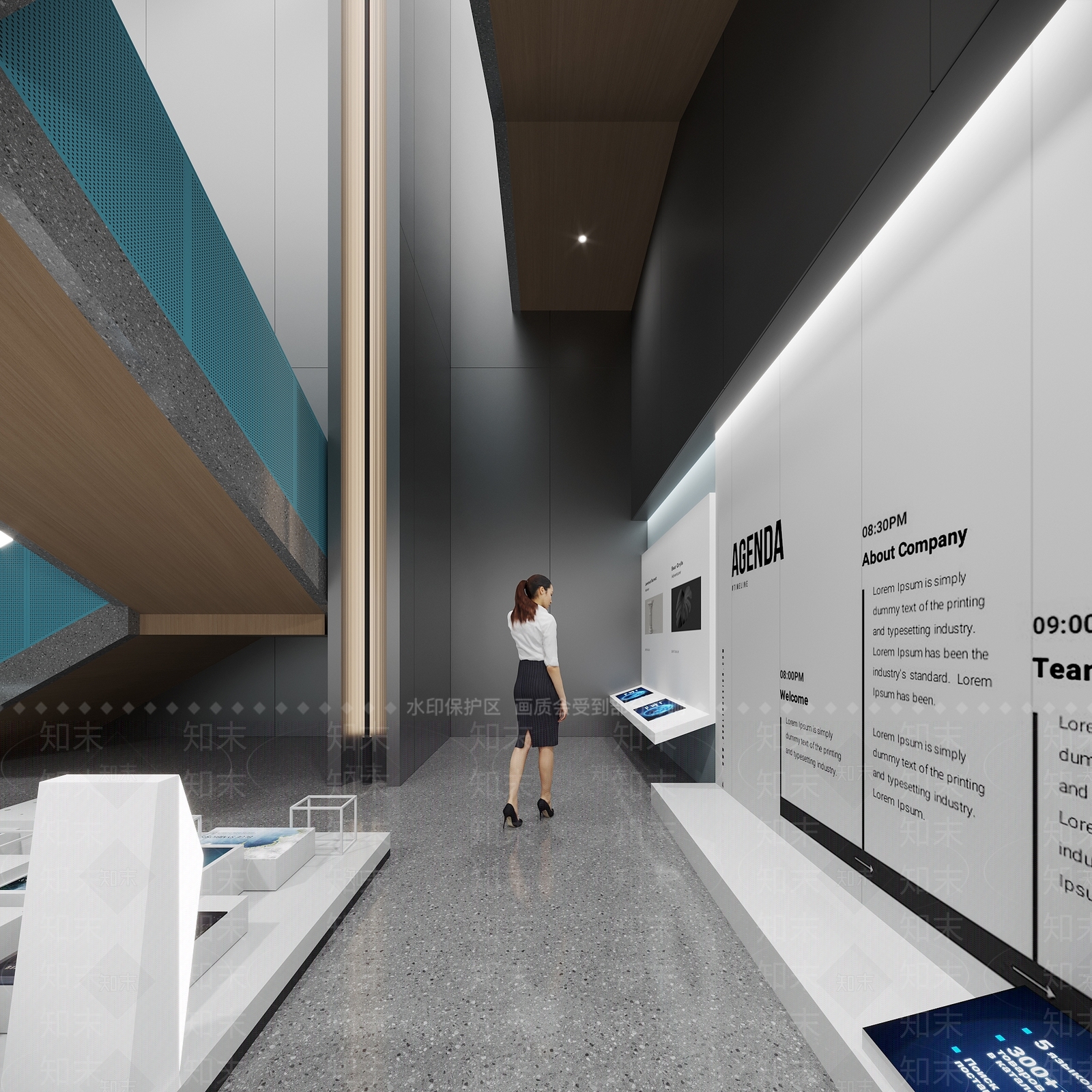 现代极简办公大厅3D模型下载【ID:1191618762】