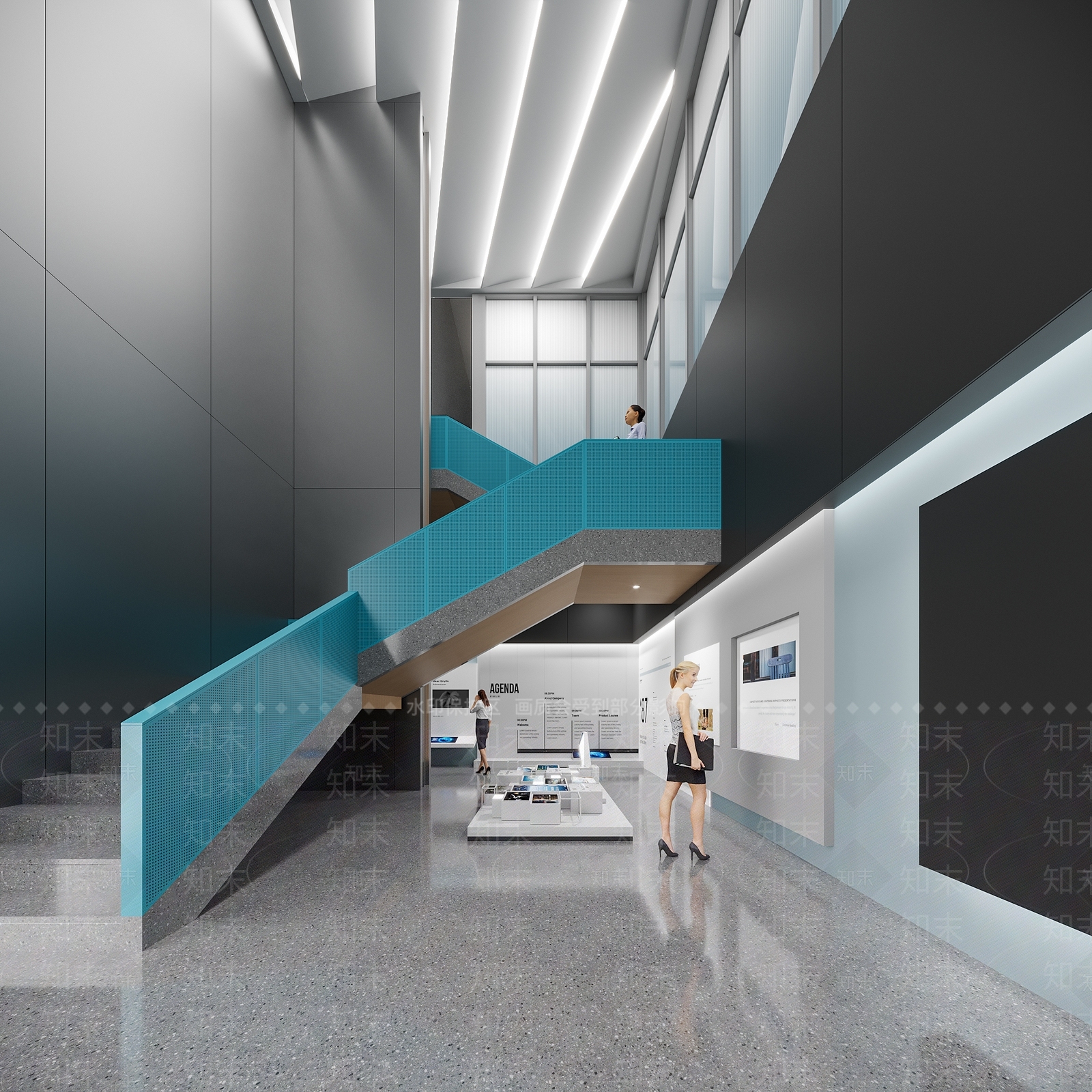 现代极简办公大厅3D模型下载【ID:1191618762】