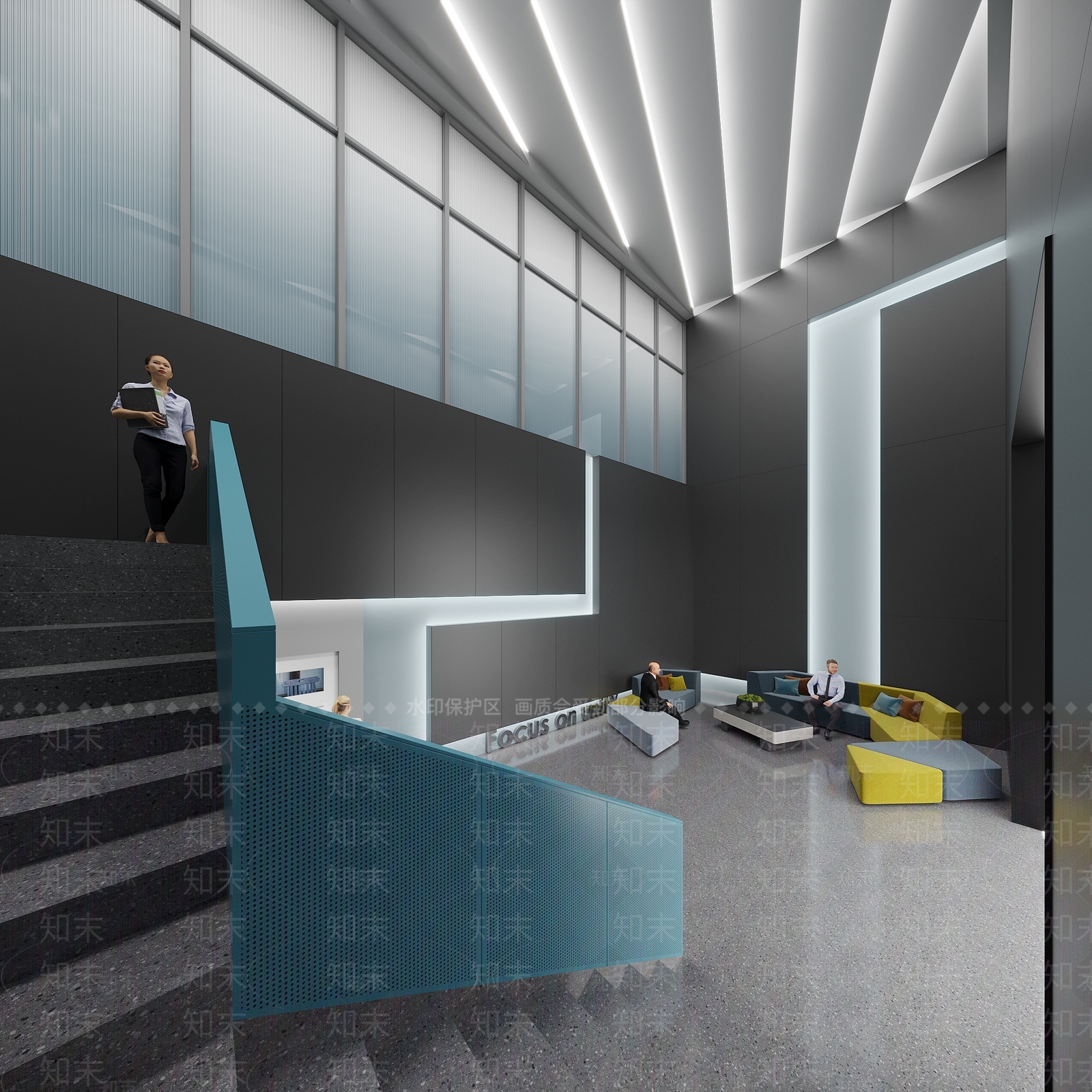 现代极简办公大厅3D模型下载【ID:1191618762】
