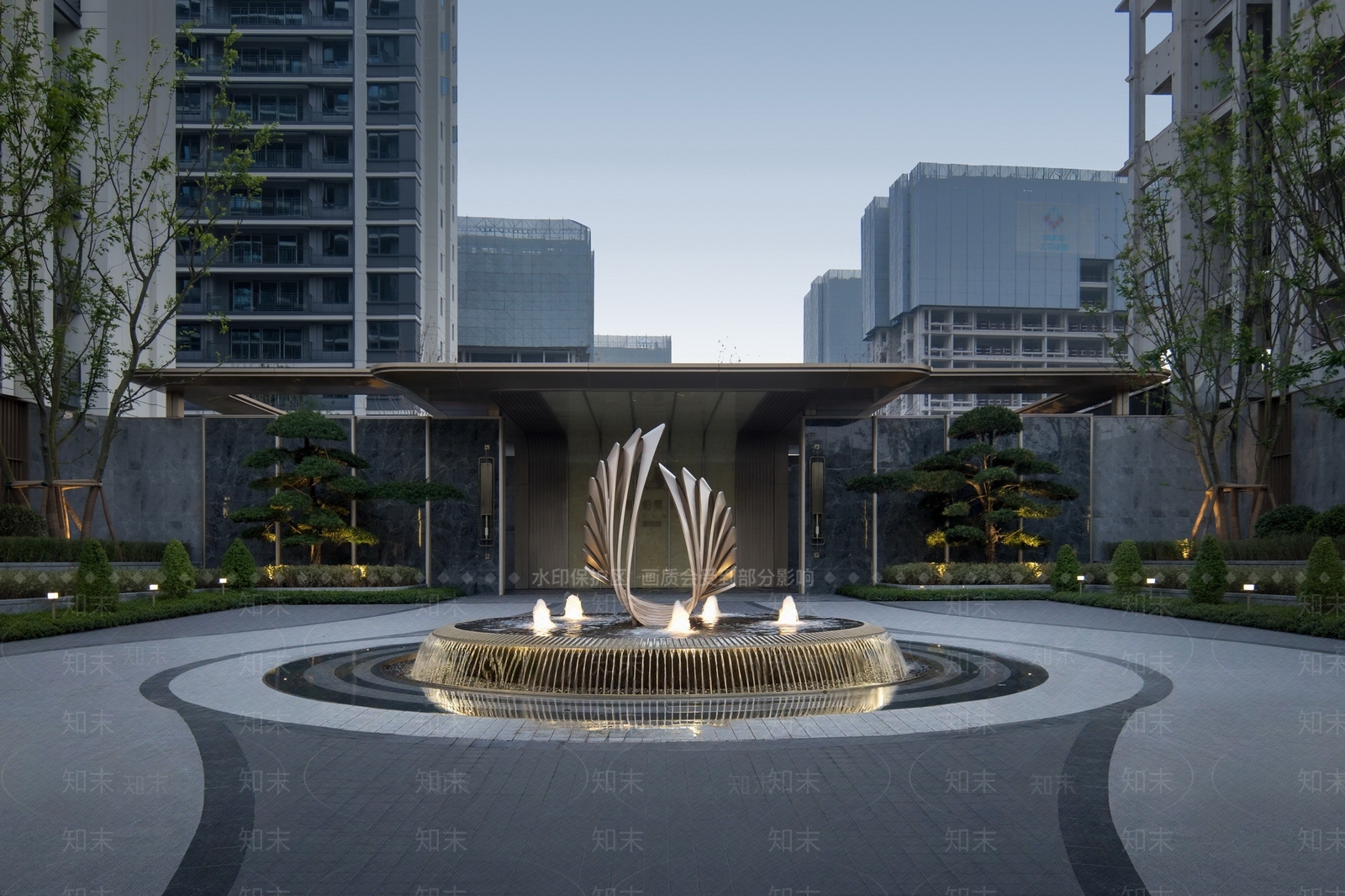 现代轻奢入口大门SU模型下载【ID:1191621497】