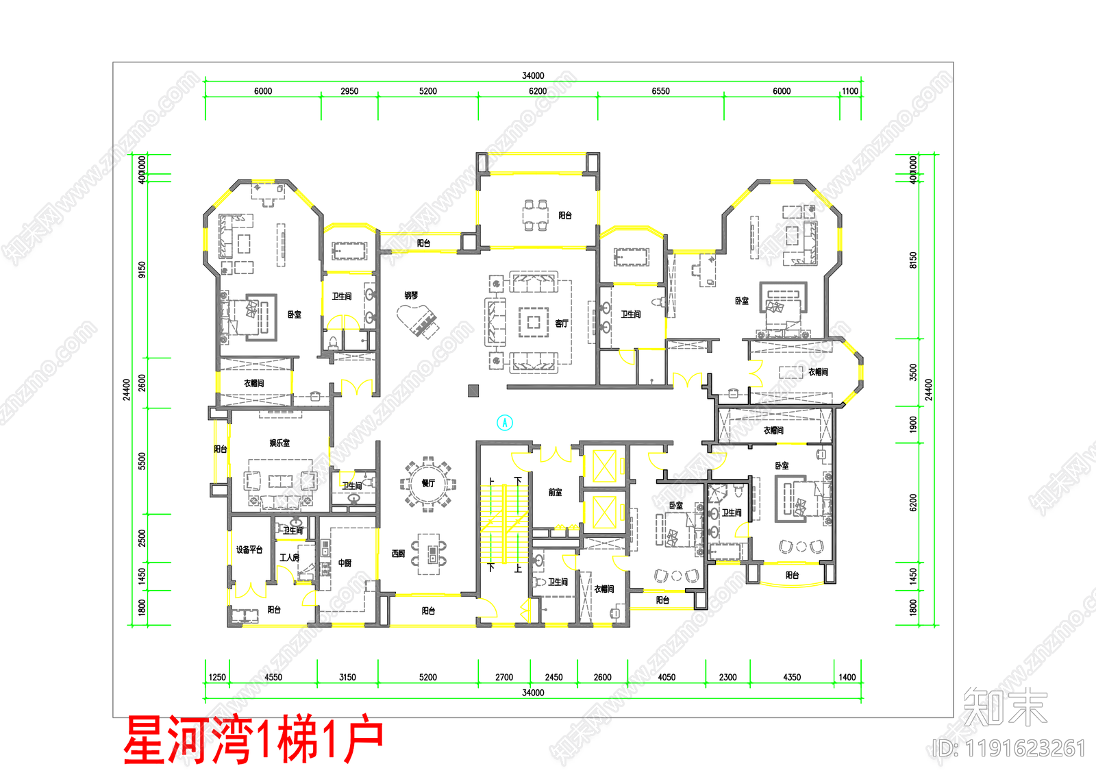 现代住宅楼建筑施工图下载【ID:1191623261】