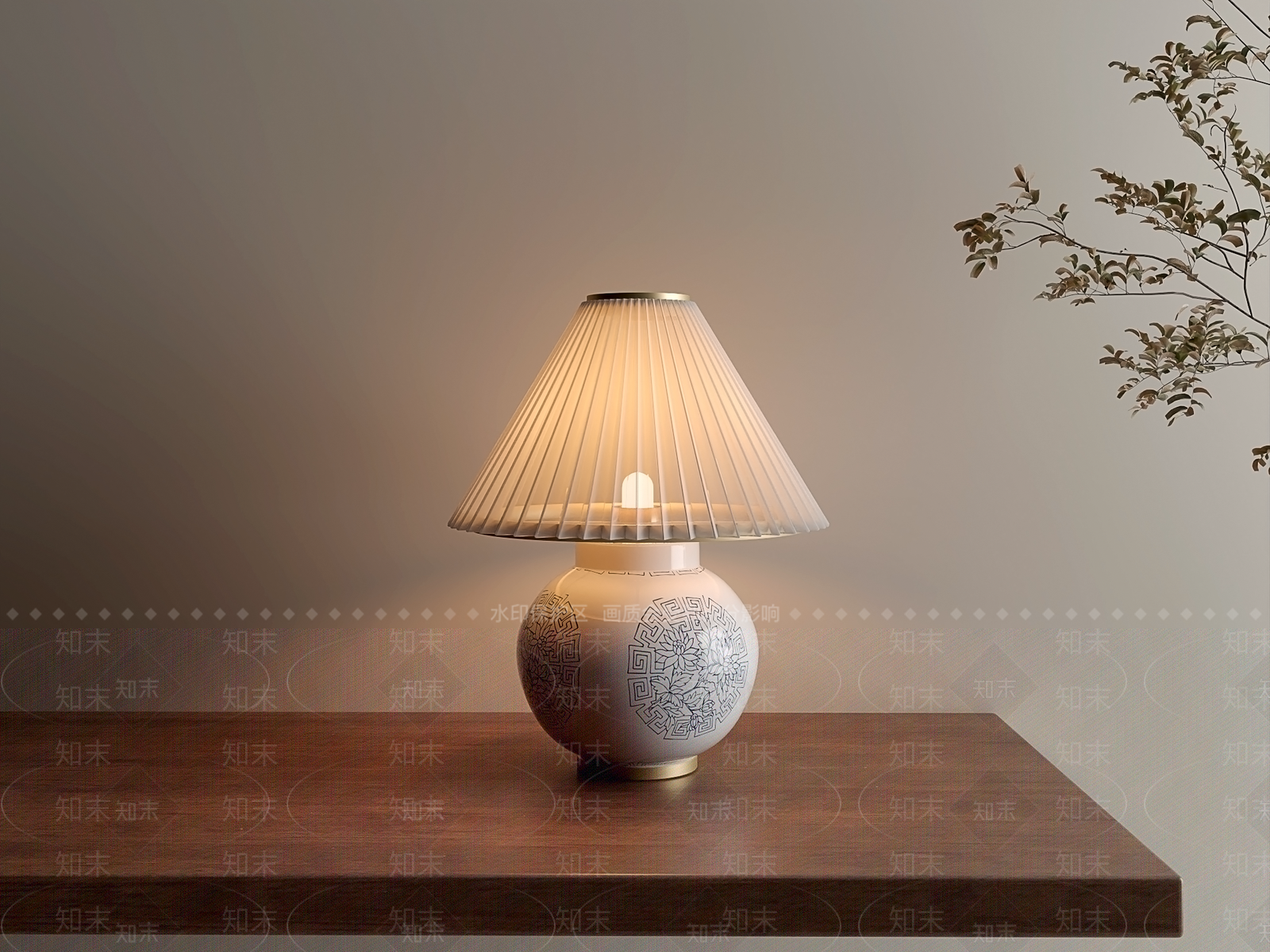 新中式法式台灯3D模型下载【ID:1191623594】