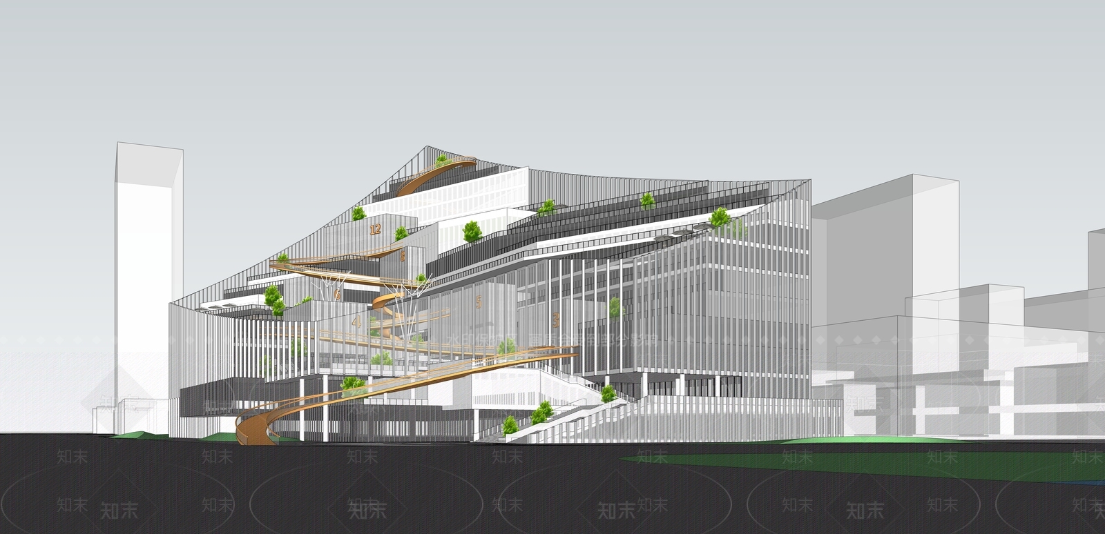 现代办公楼SU模型下载【ID:1191625452】
