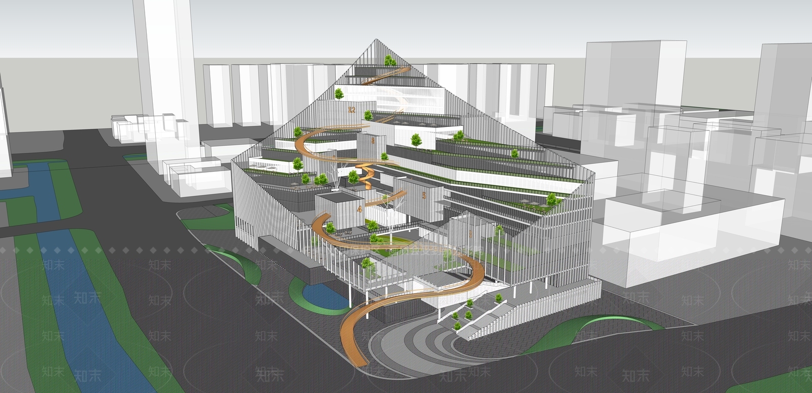 现代办公楼SU模型下载【ID:1191625452】