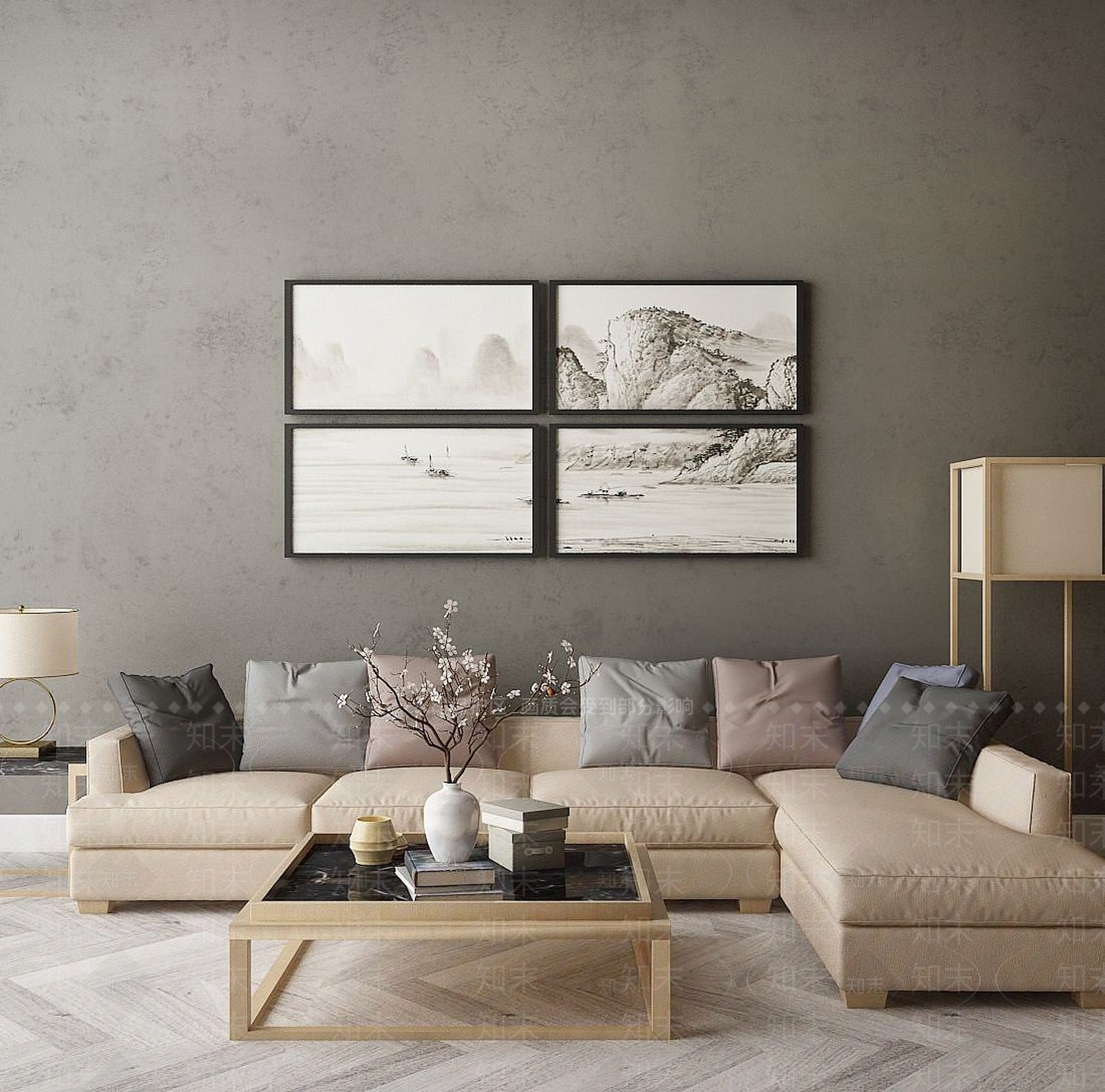 现代家具饰品组合3D模型下载【ID:1191626933】