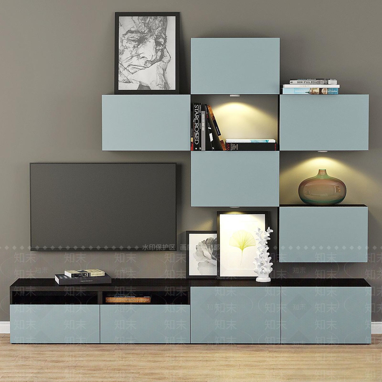 现代极简电视柜3D模型下载【ID:1191627418】