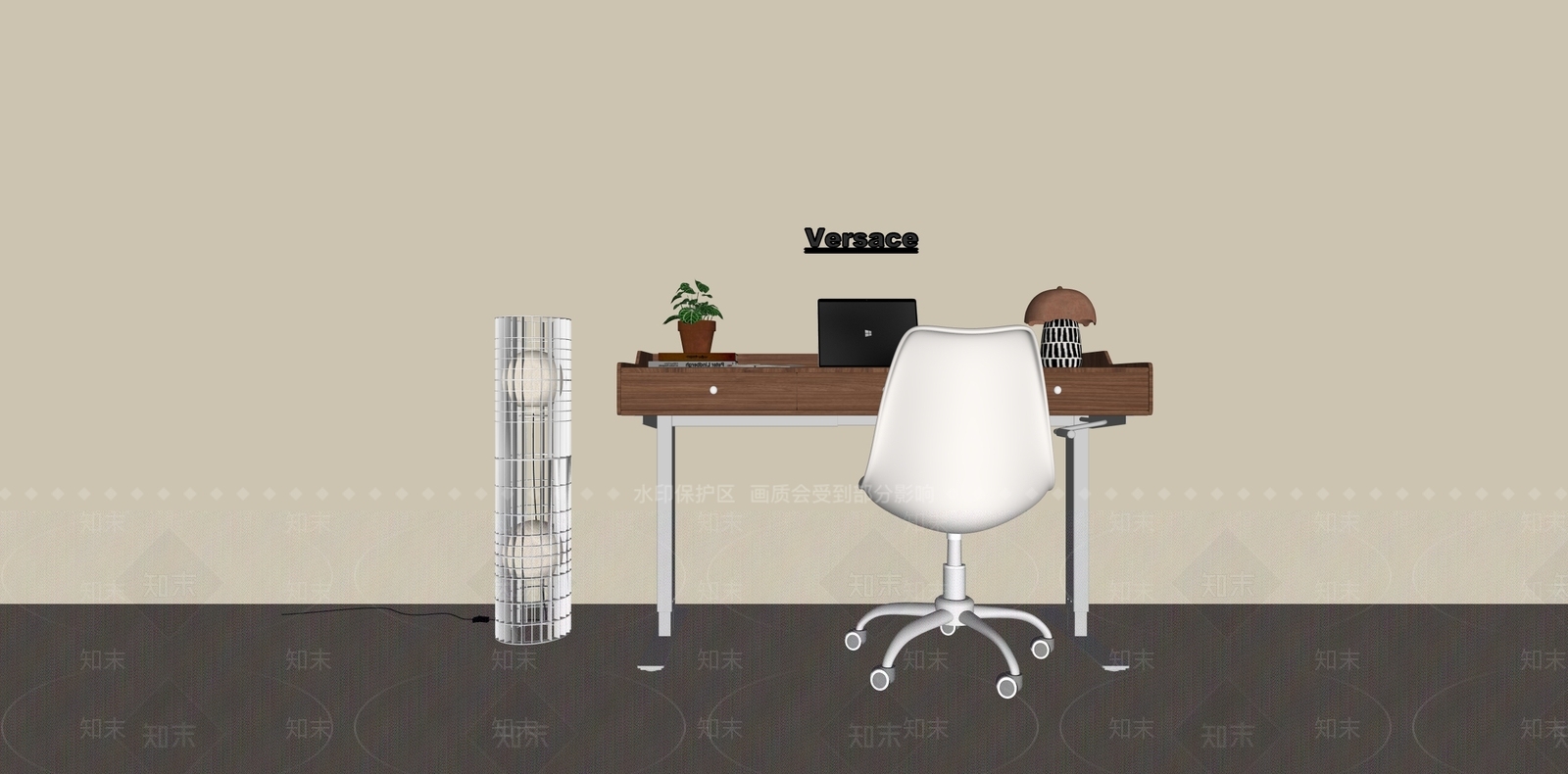 现代原木书桌3D模型下载【ID:1191628138】