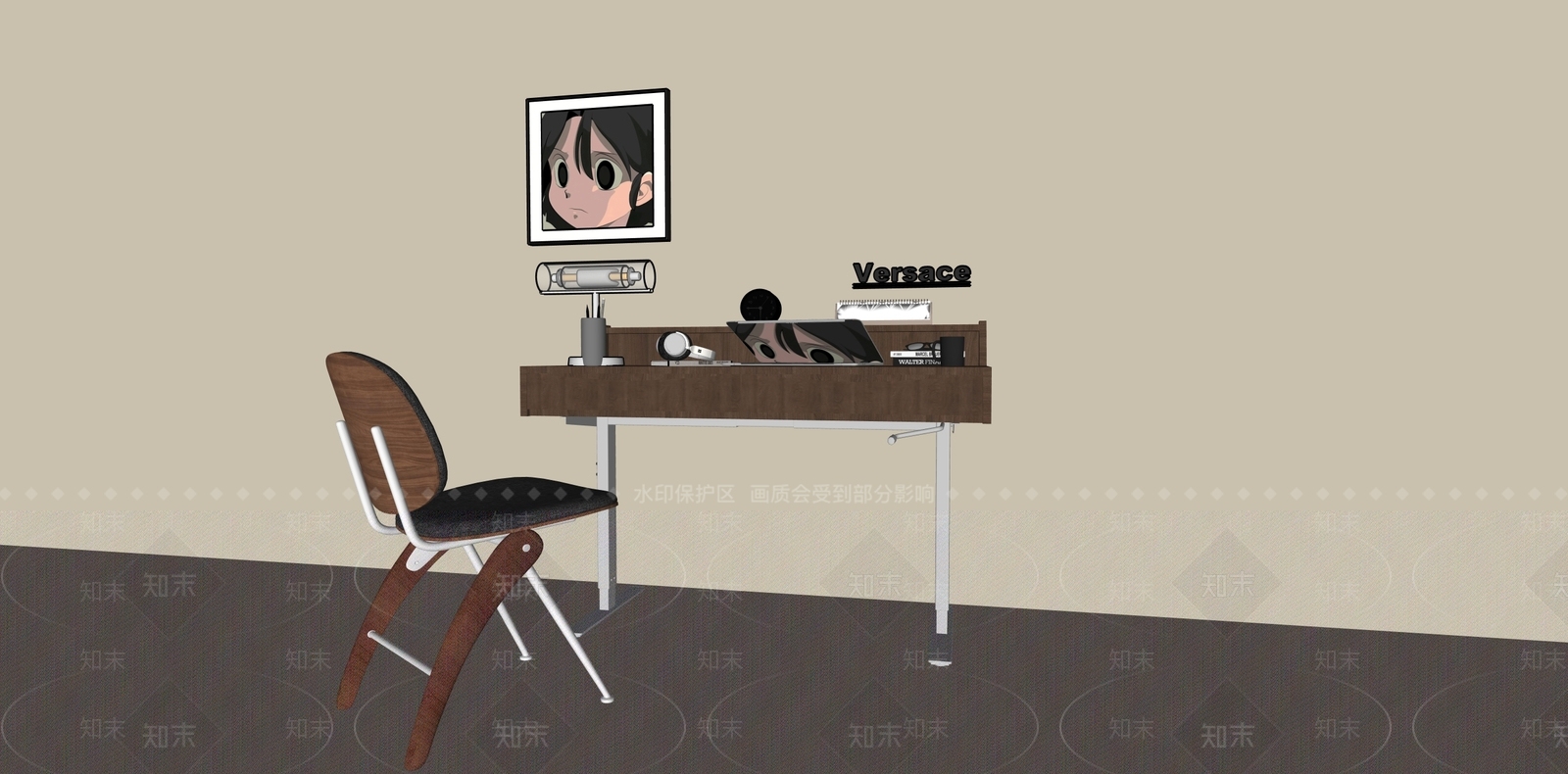 现代中古书桌3D模型下载【ID:1191628816】