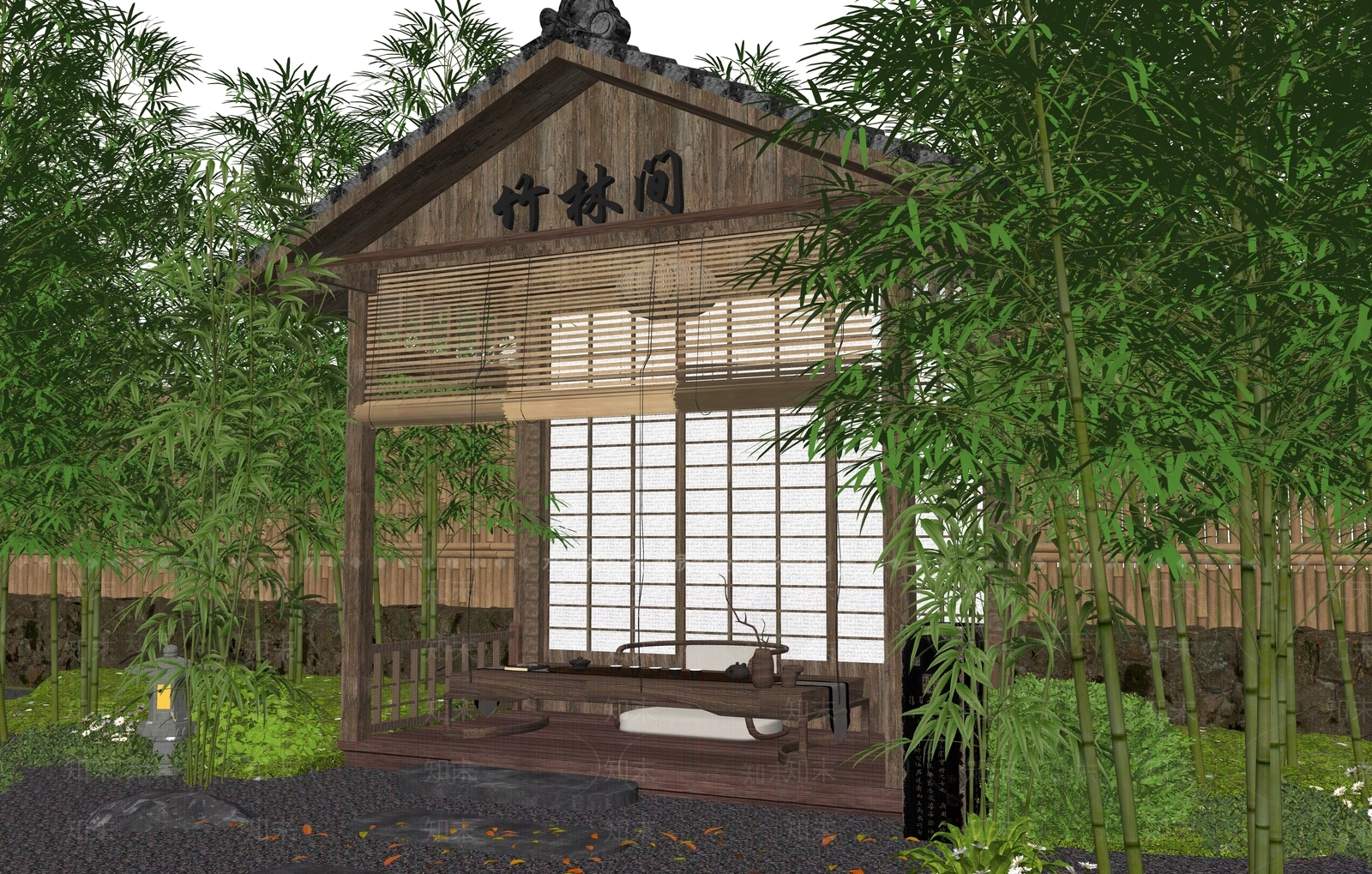 新中式庭院小品SU模型下载【ID:1191630472】