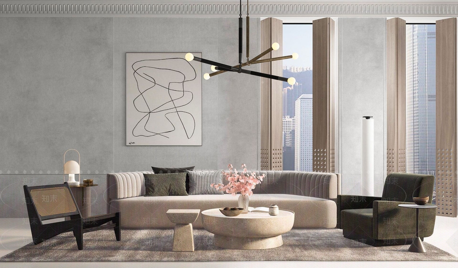 北欧沙发茶几组合3D模型下载【ID:1191630267】