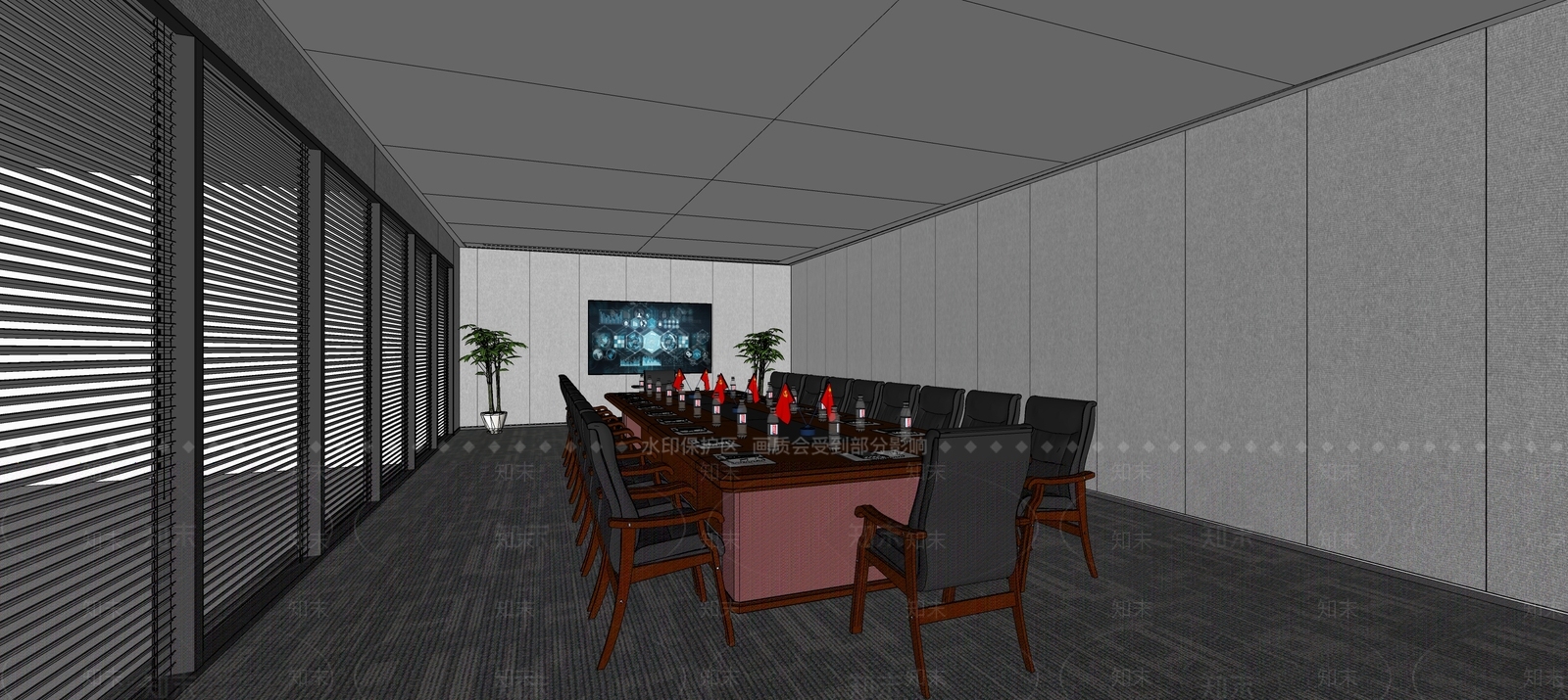 现代会议室SU模型下载【ID:1191633541】