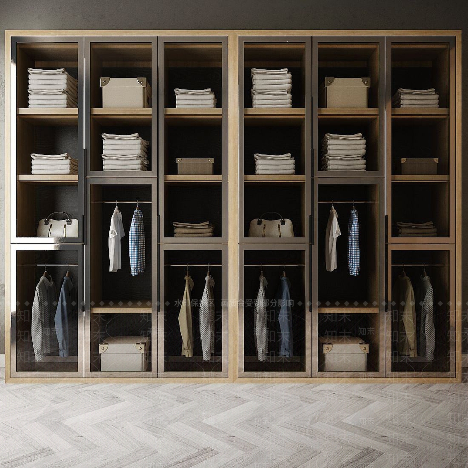 现代家具饰品大衣柜组合3D模型下载【ID:1191634502】