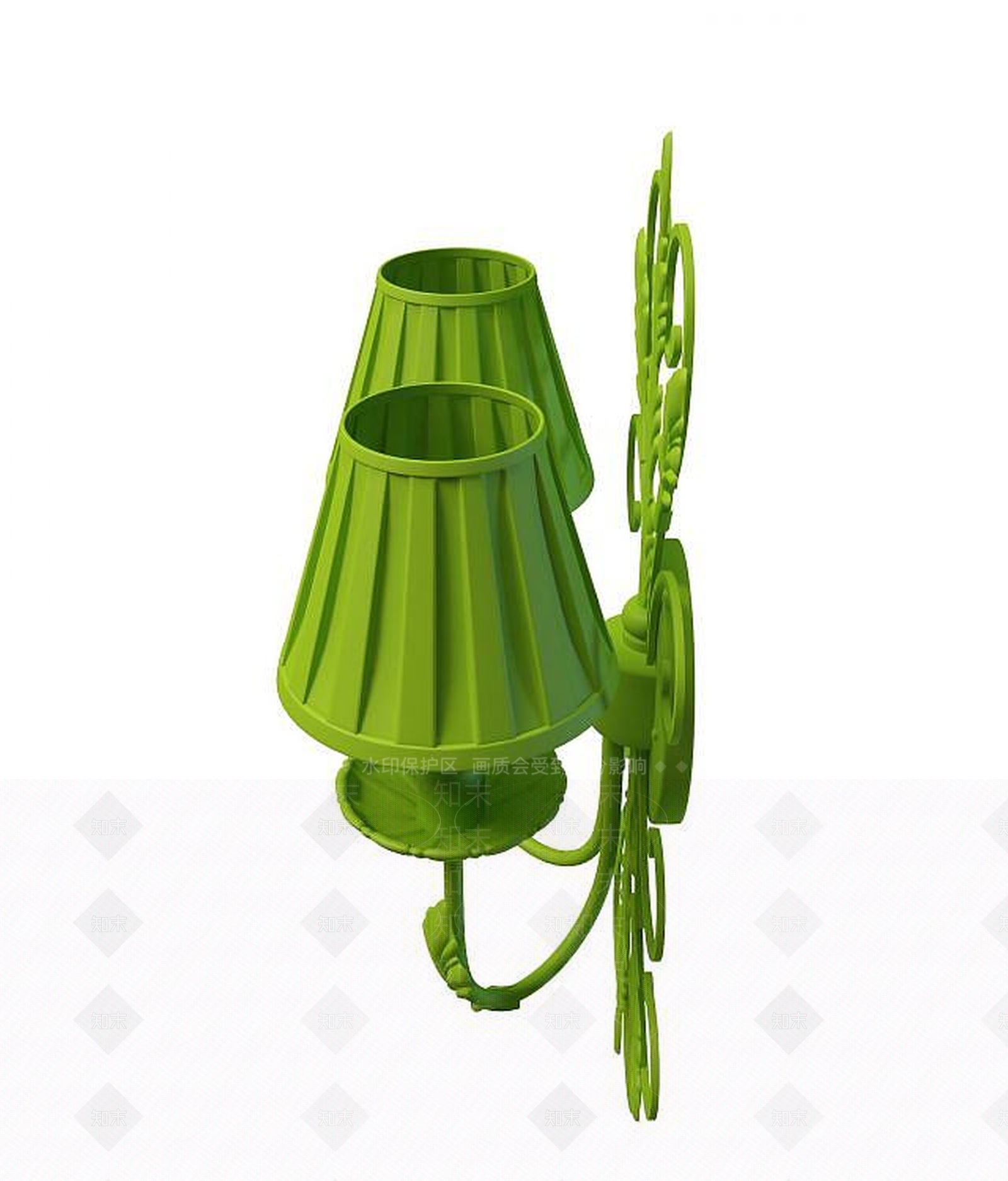 现代绿色壁灯3D模型下载【ID:1191635733】