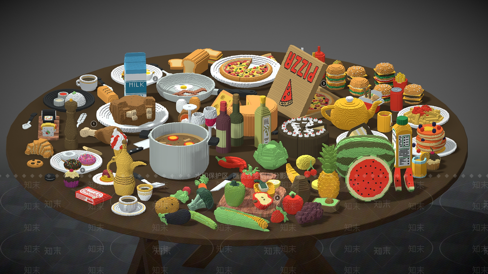 酒水食物3D模型下载【ID:1191637275】