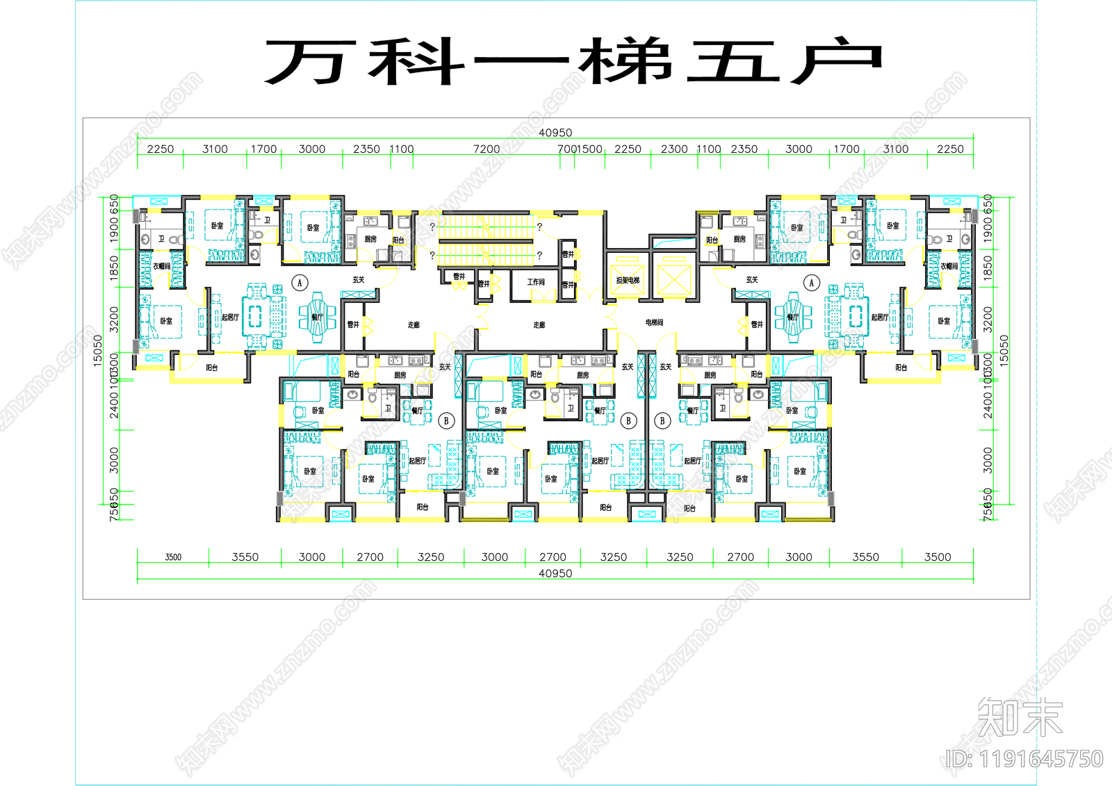现代住宅楼建筑cad施工图下载【ID:1191645750】
