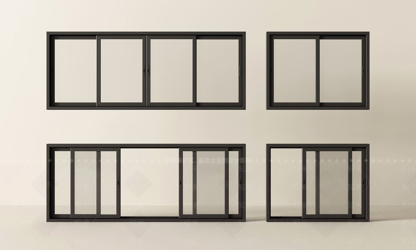 现代推拉窗SU模型下载【ID:1191651710】