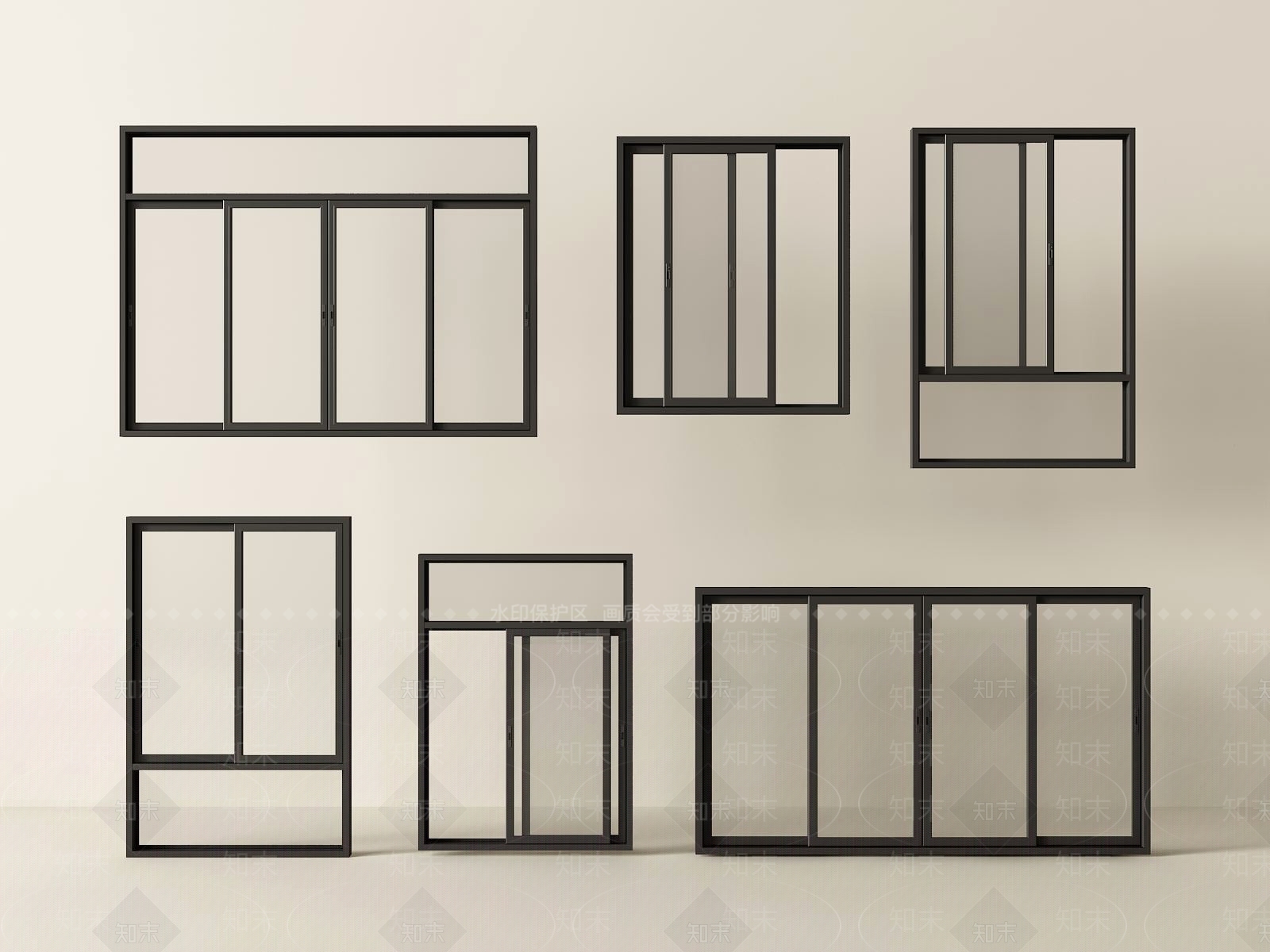 现代推拉窗SU模型下载【ID:1191651795】