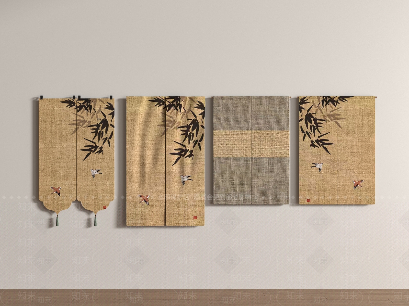 新中式现代门帘3D模型下载【ID:1191656426】