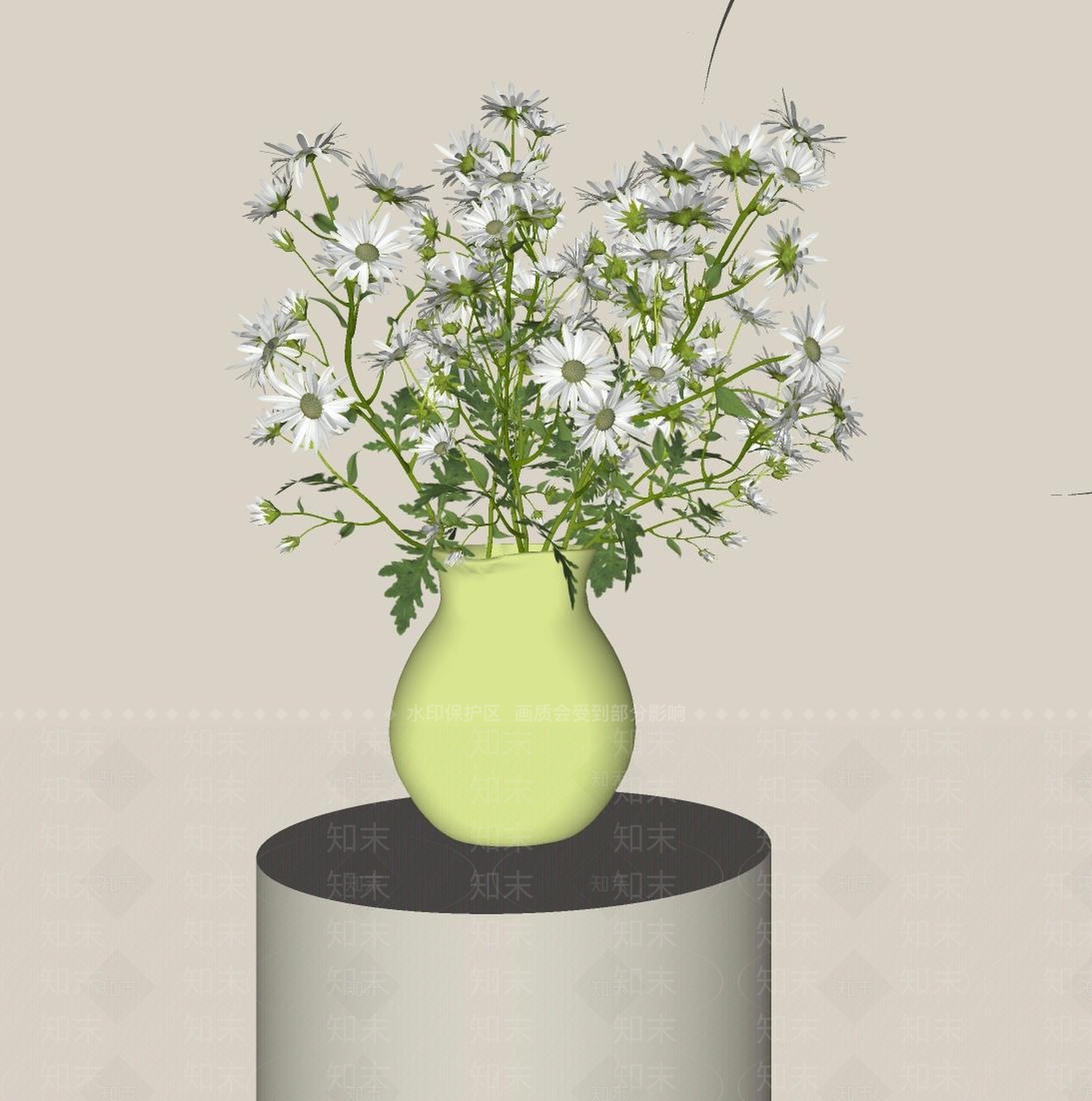 现代奶油花艺SU模型下载【ID:1191661772】
