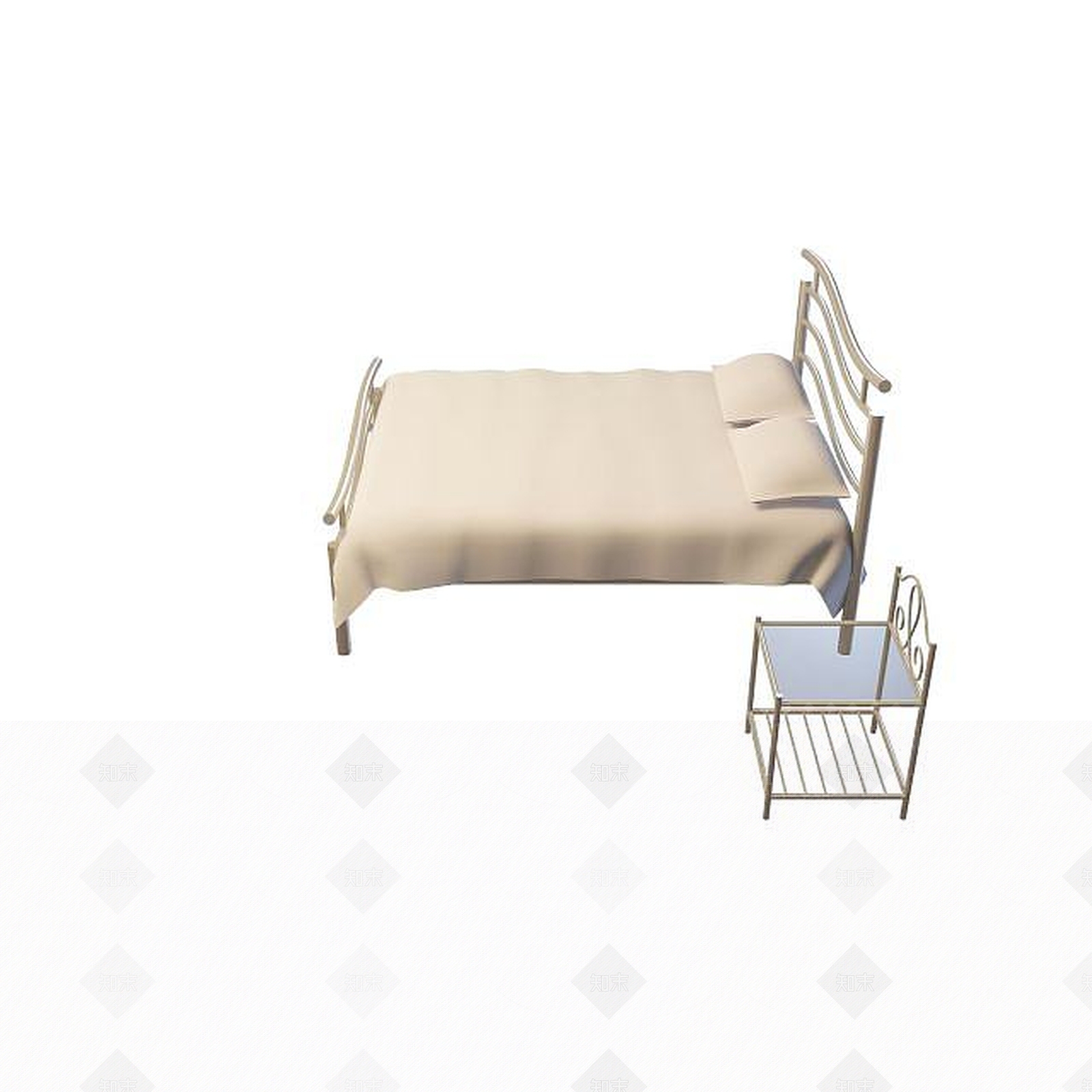现代双人床3D模型下载【ID:1199366668】