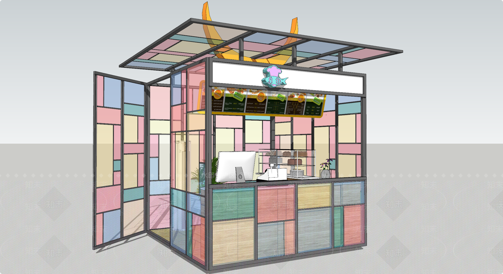 现代餐饮建筑SU模型下载【ID:1191663363】