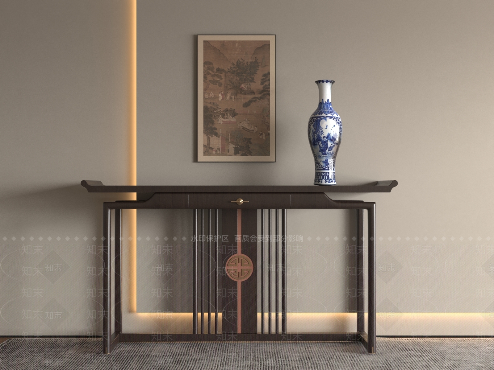 新中式条案3D模型下载【ID:1191663402】