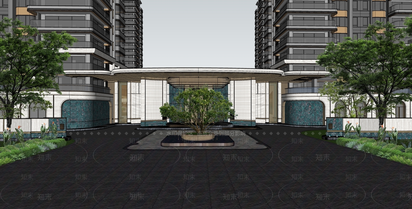 现代轻奢商业景观SU模型下载【ID:1191665973】