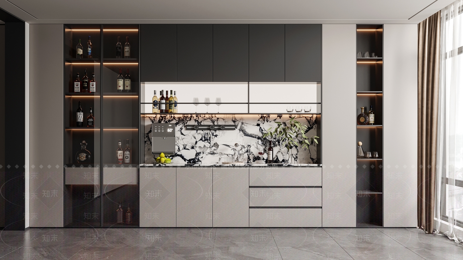 现代酒柜3D模型下载【ID:1191667561】