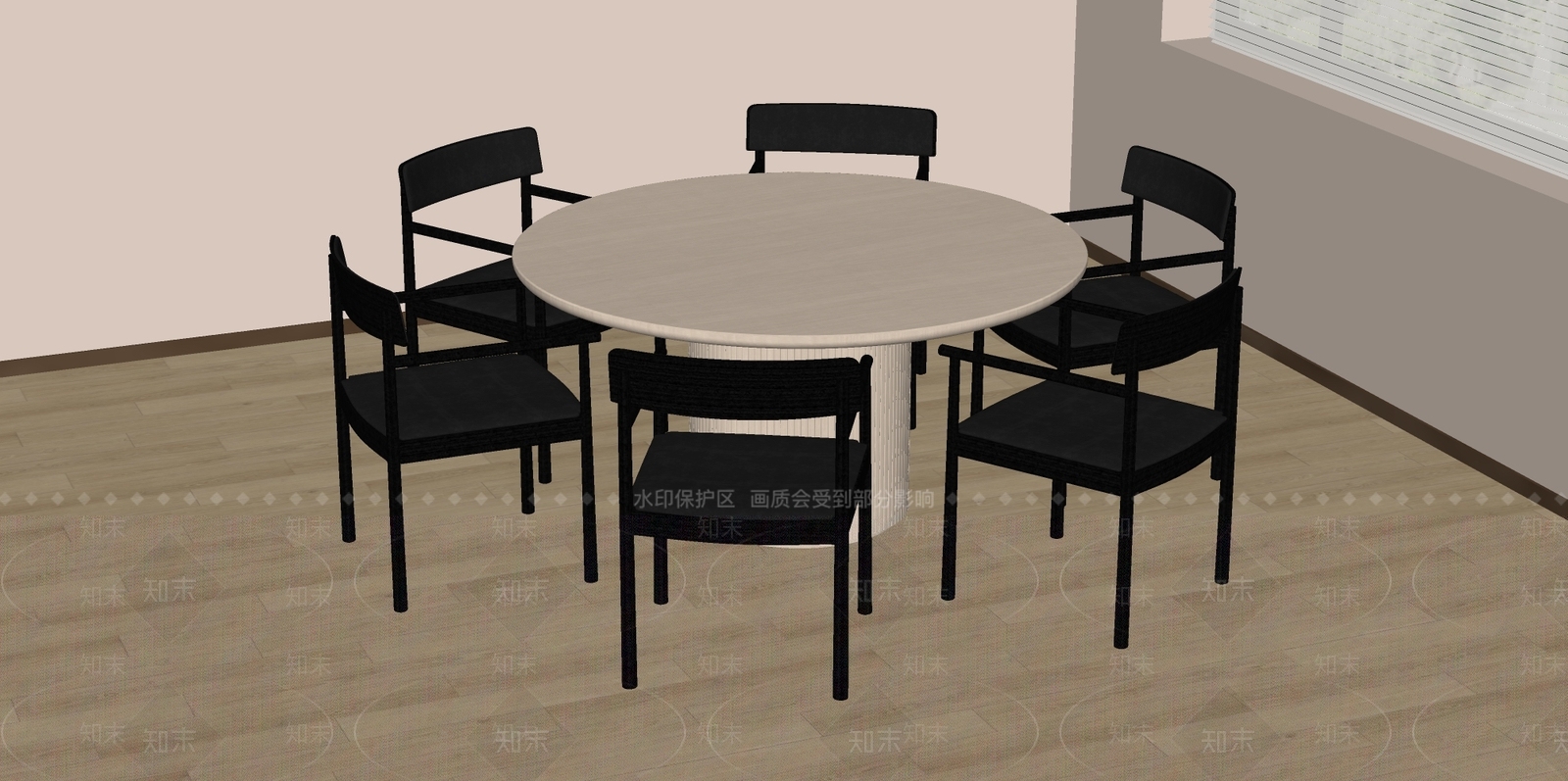 现代中古餐桌SU模型下载【ID:1191668392】