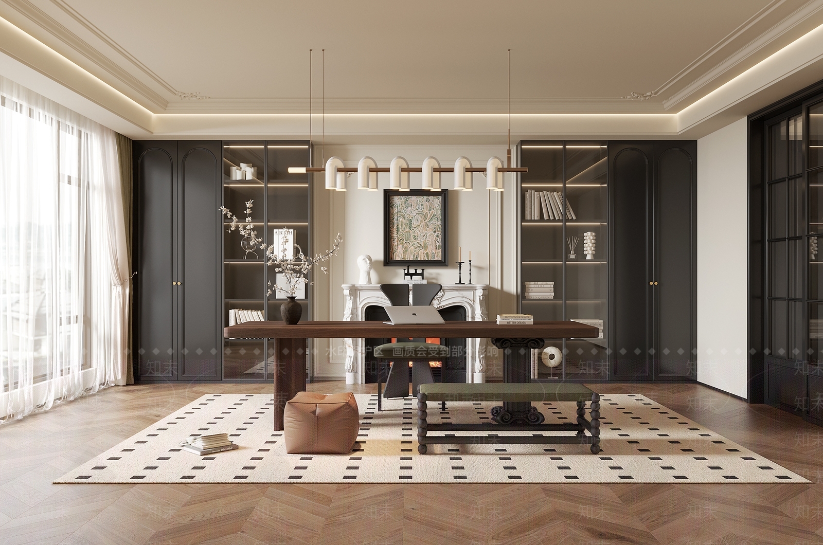 法式书房3D模型下载【ID:1191668699】