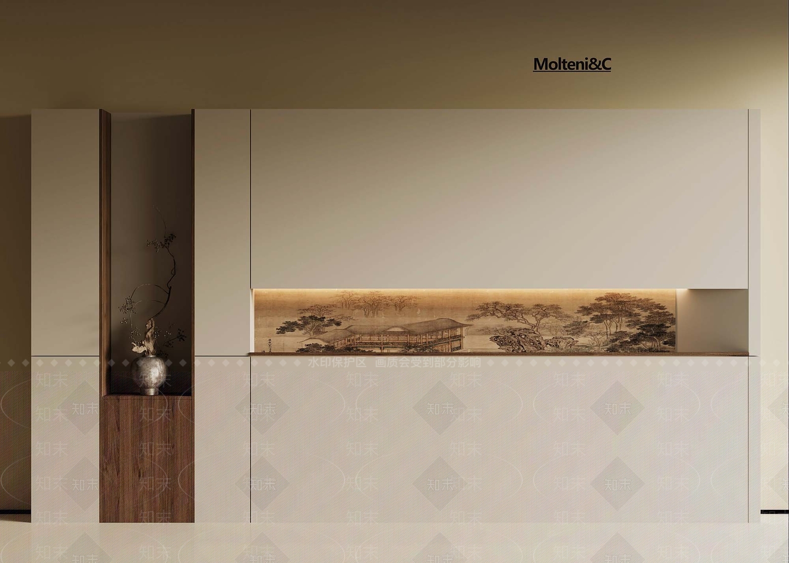 新中式沙发背景墙3D模型下载【ID:1191668646】