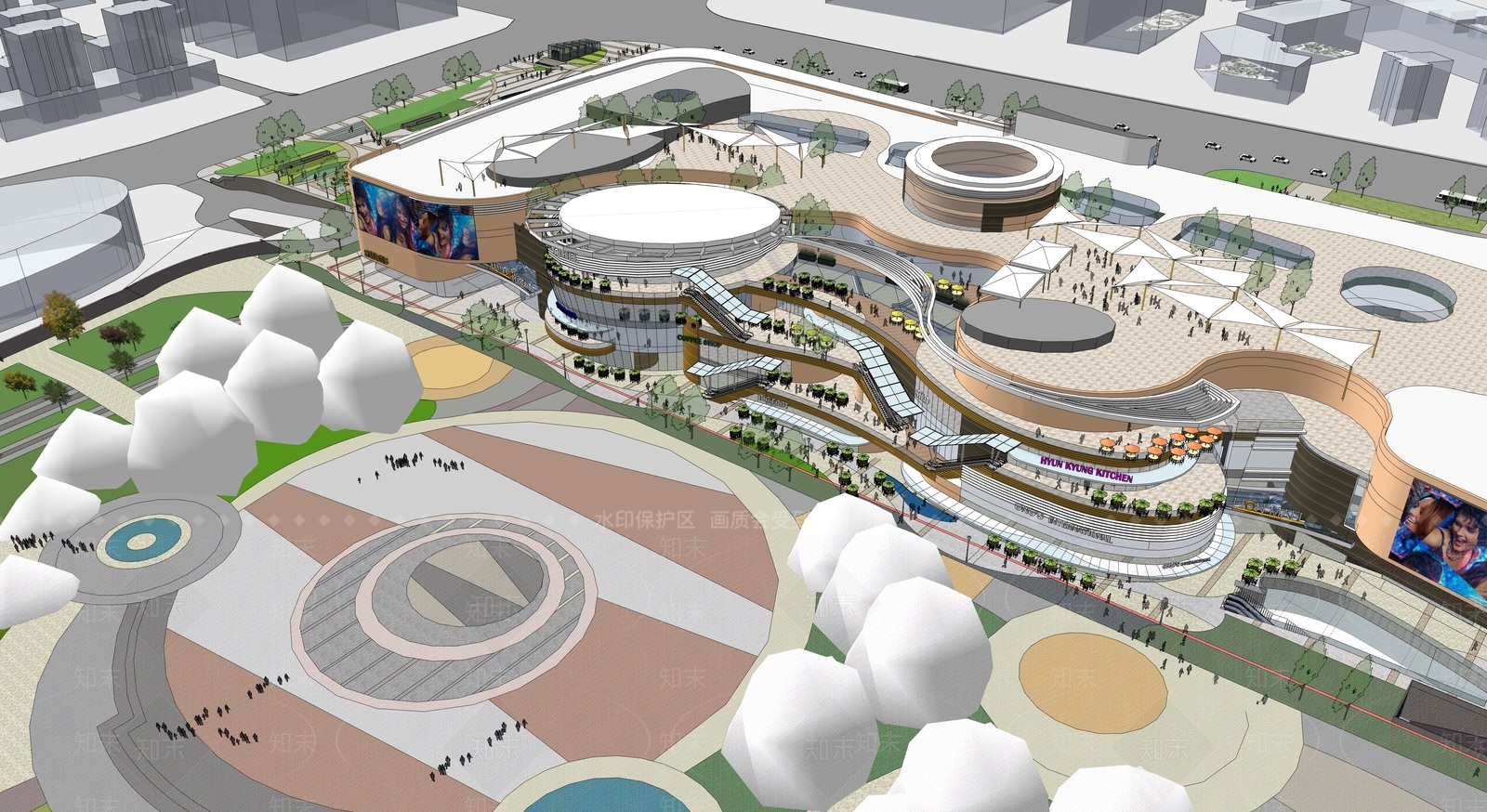 现代轻奢商场建筑SU模型下载【ID:1191669206】