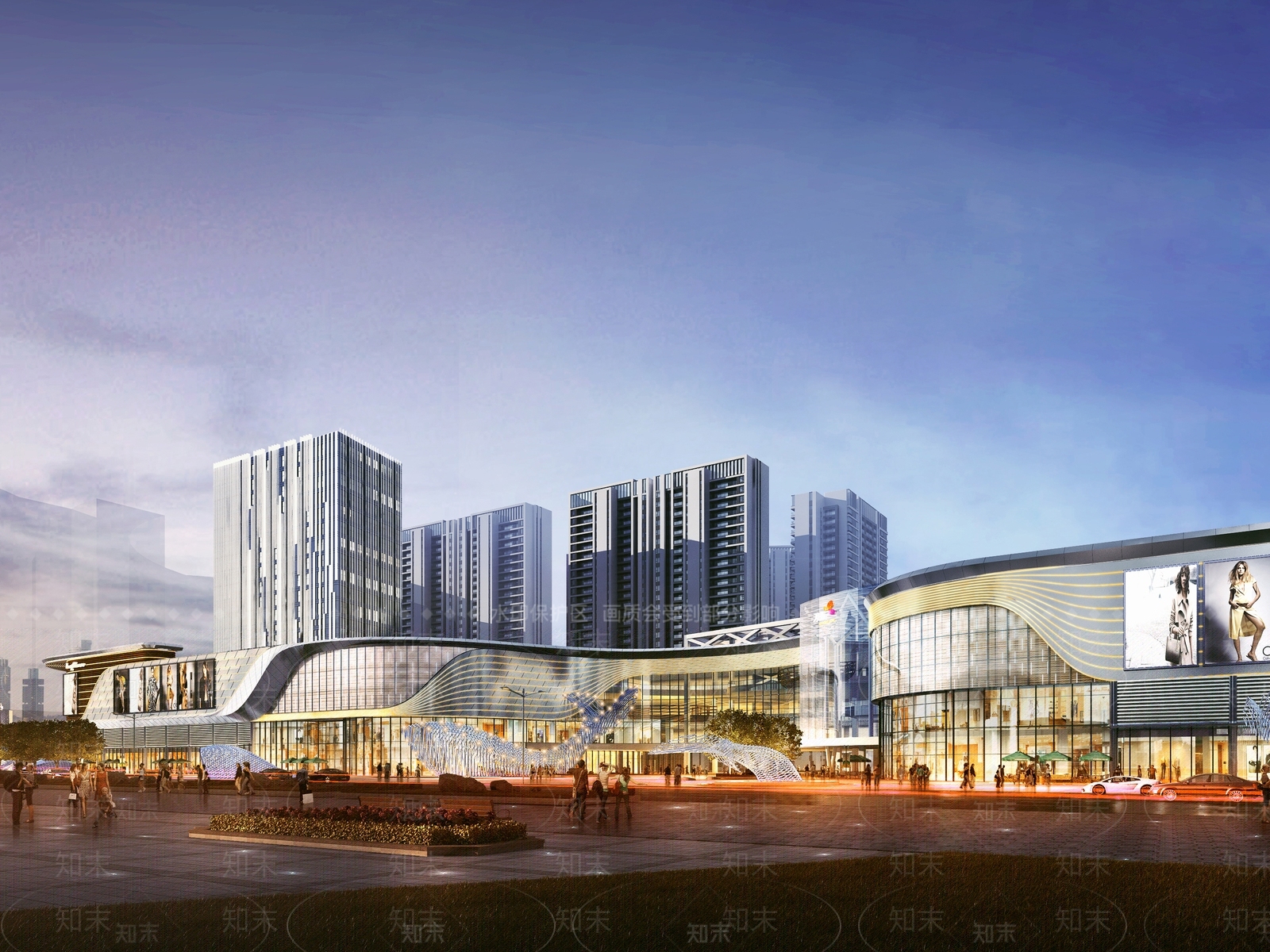 现代商场建筑SU模型下载【ID:1191669926】
