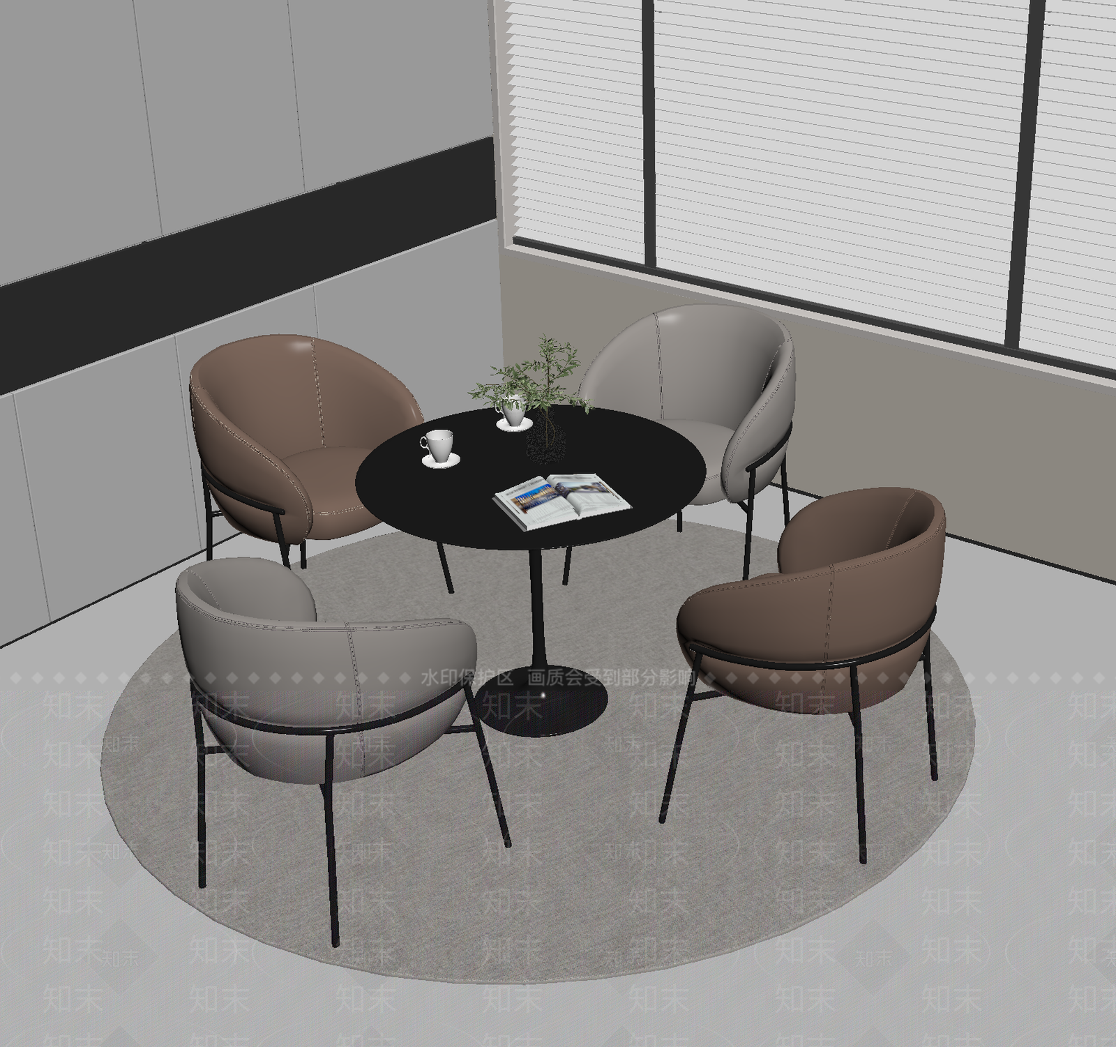 现代休闲桌椅SU模型下载【ID:1191671896】