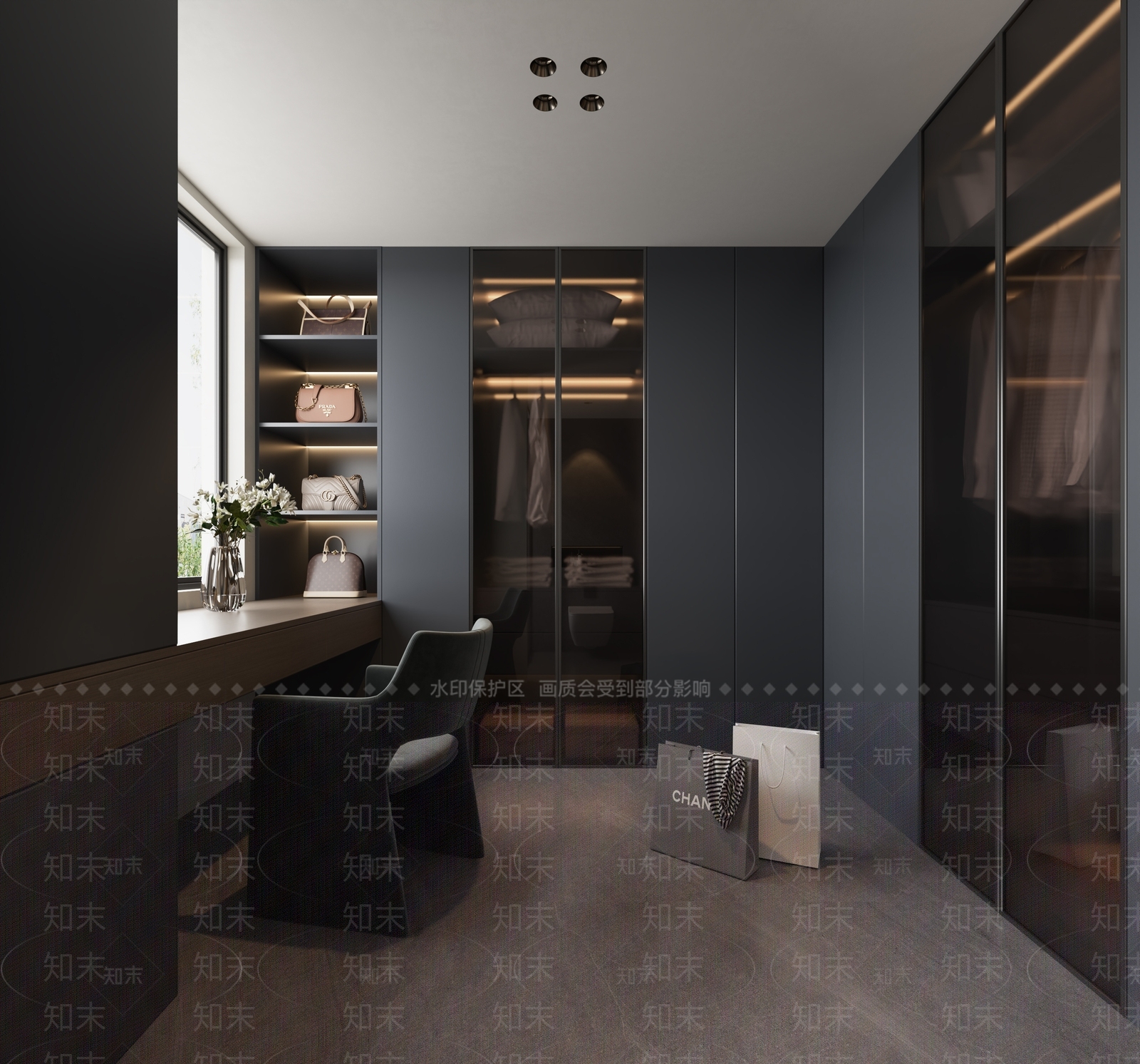 意式轻奢衣帽间3D模型下载【ID:1191674612】