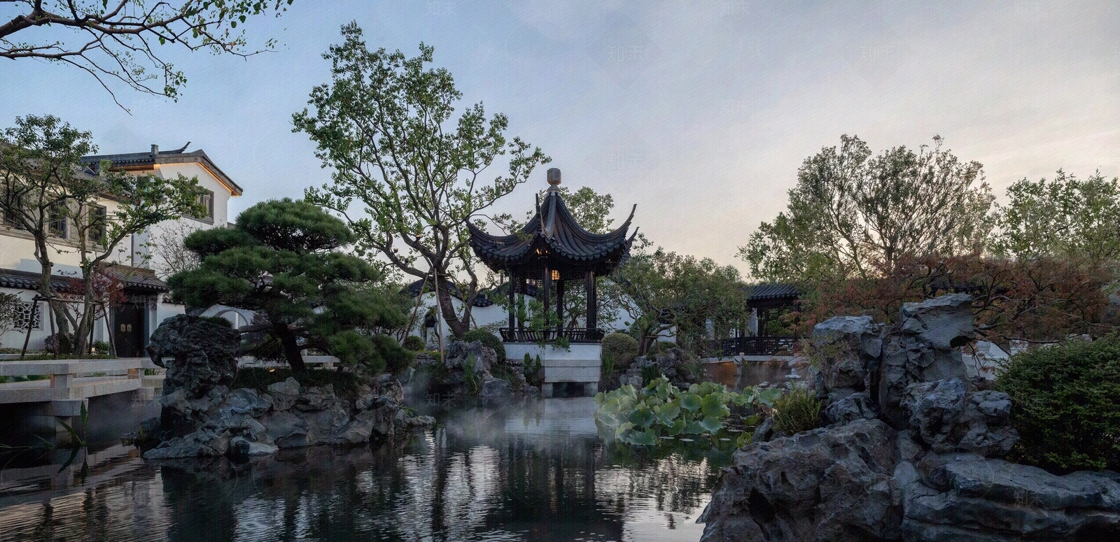 新中式中式小区外景贴图下载【ID:1191678506】