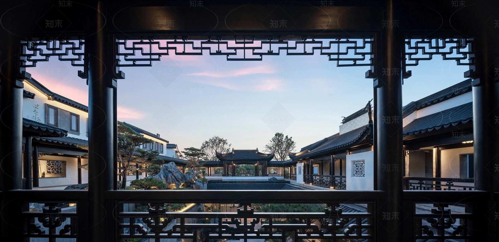 新中式中式小区外景贴图下载【ID:1191678668】