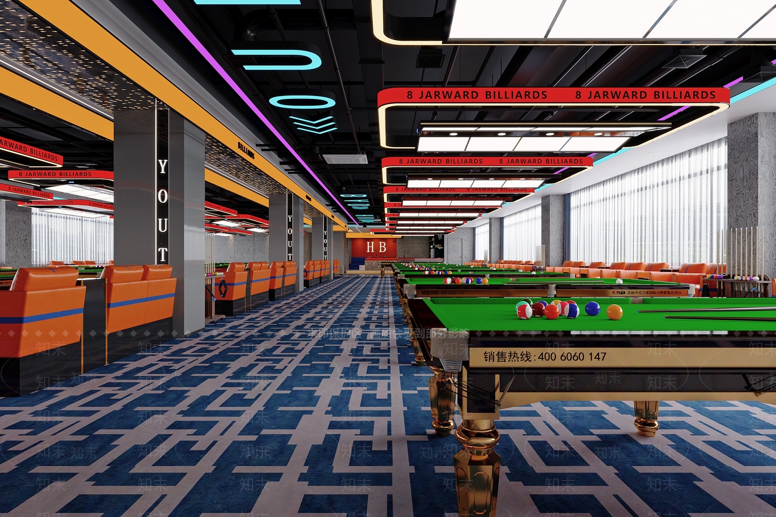 现代轻奢台球室3D模型下载【ID:1191682305】