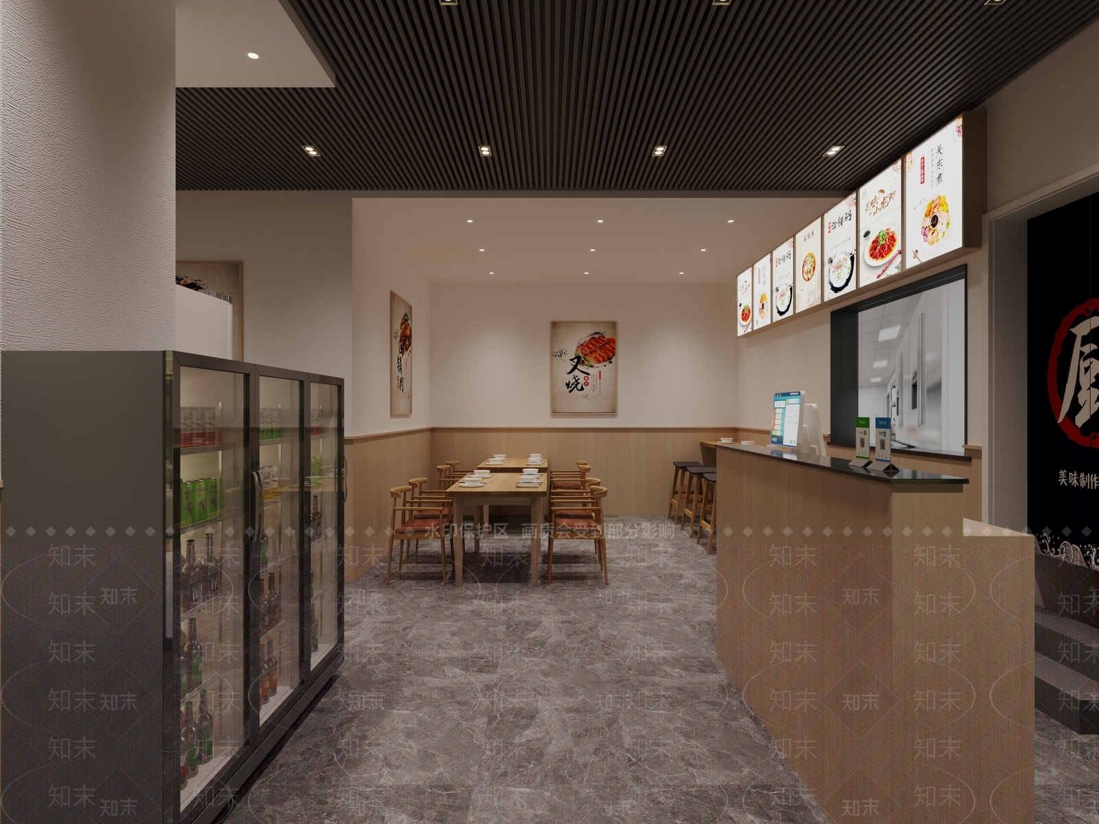 现代新中式自助餐厅3D模型下载【ID:1191683716】